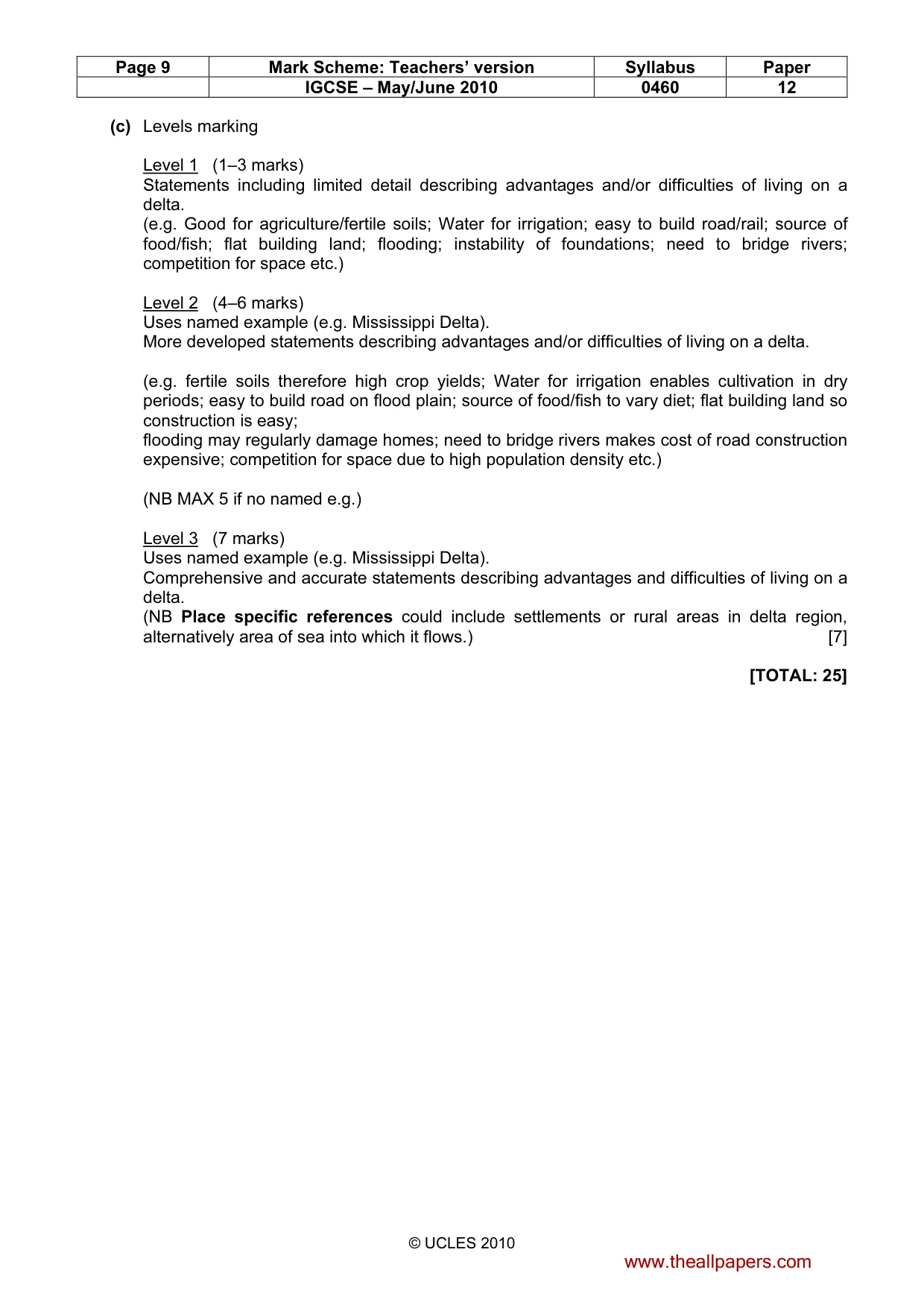 Mark scheme, page 9 of 15