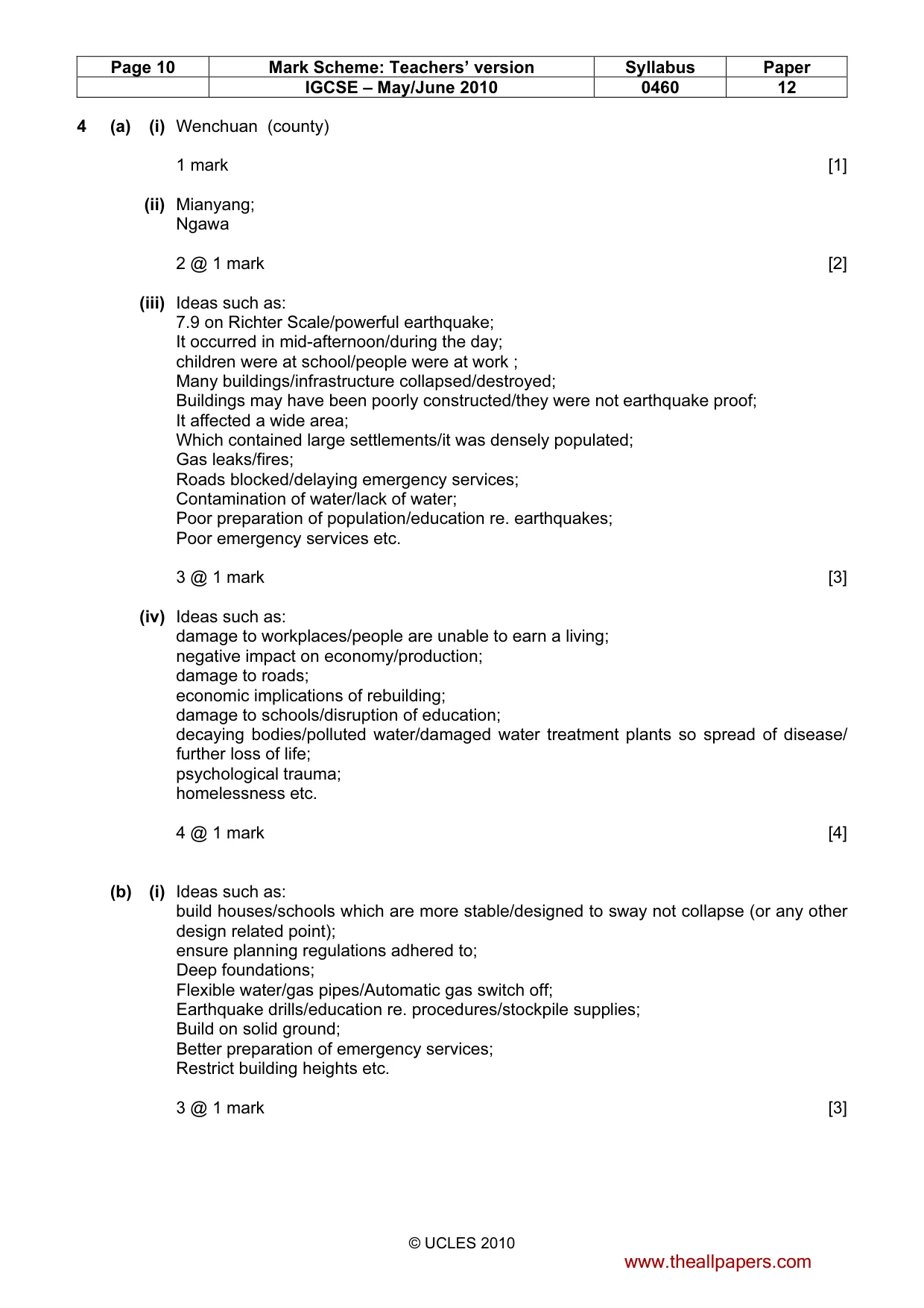 Mark scheme, page 10 of 15