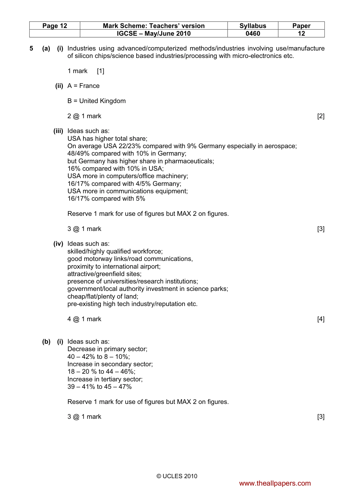 Mark scheme, page 12 of 15