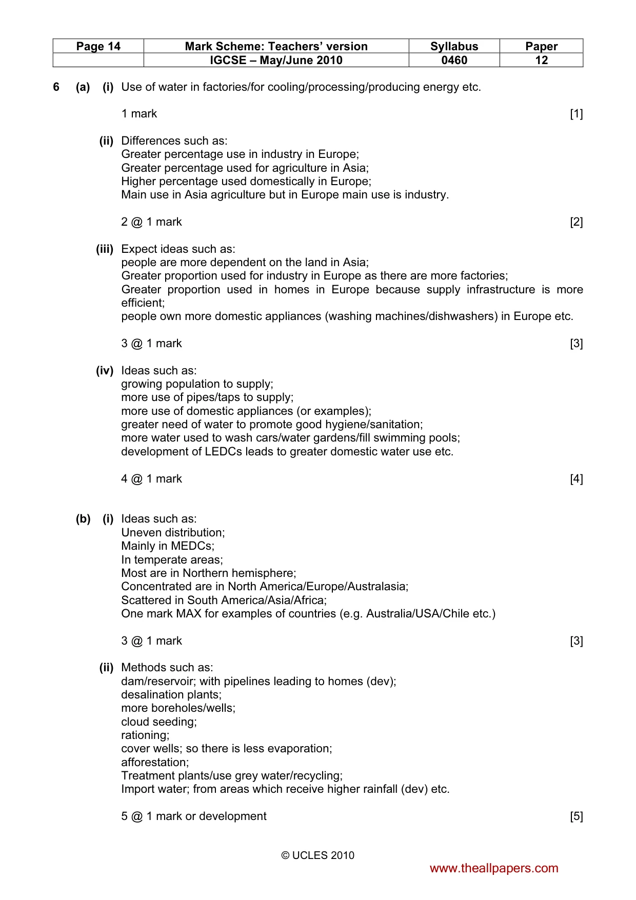 Mark scheme, page 14 of 15