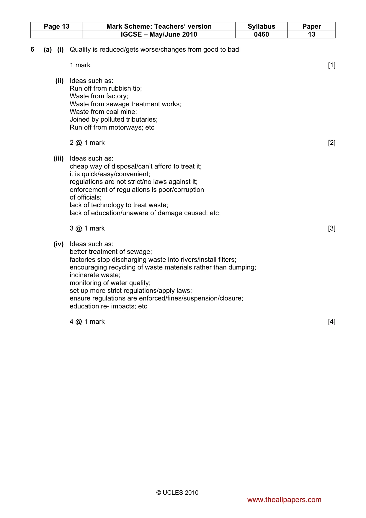 Mark scheme, page 13 of 15