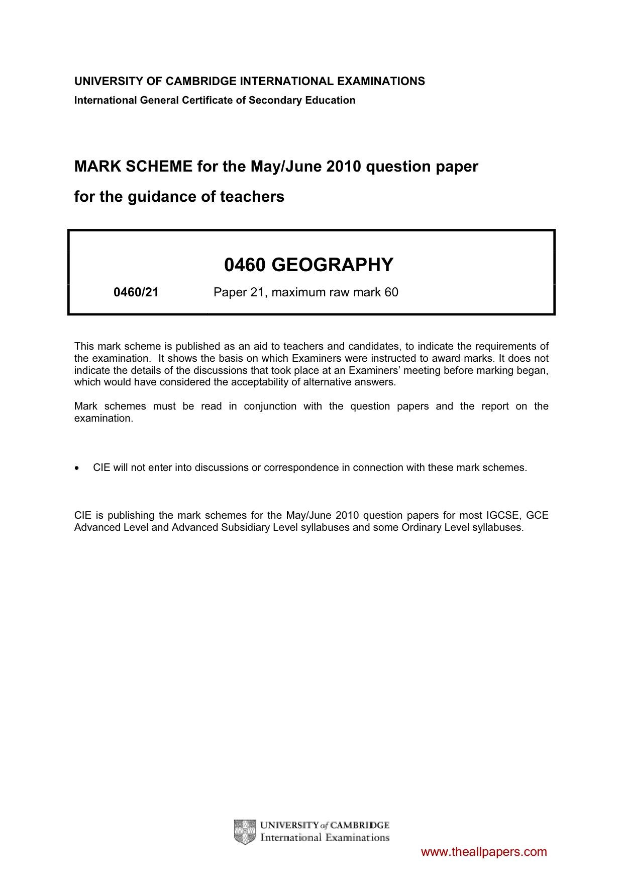 Mark scheme, page 1 of 5