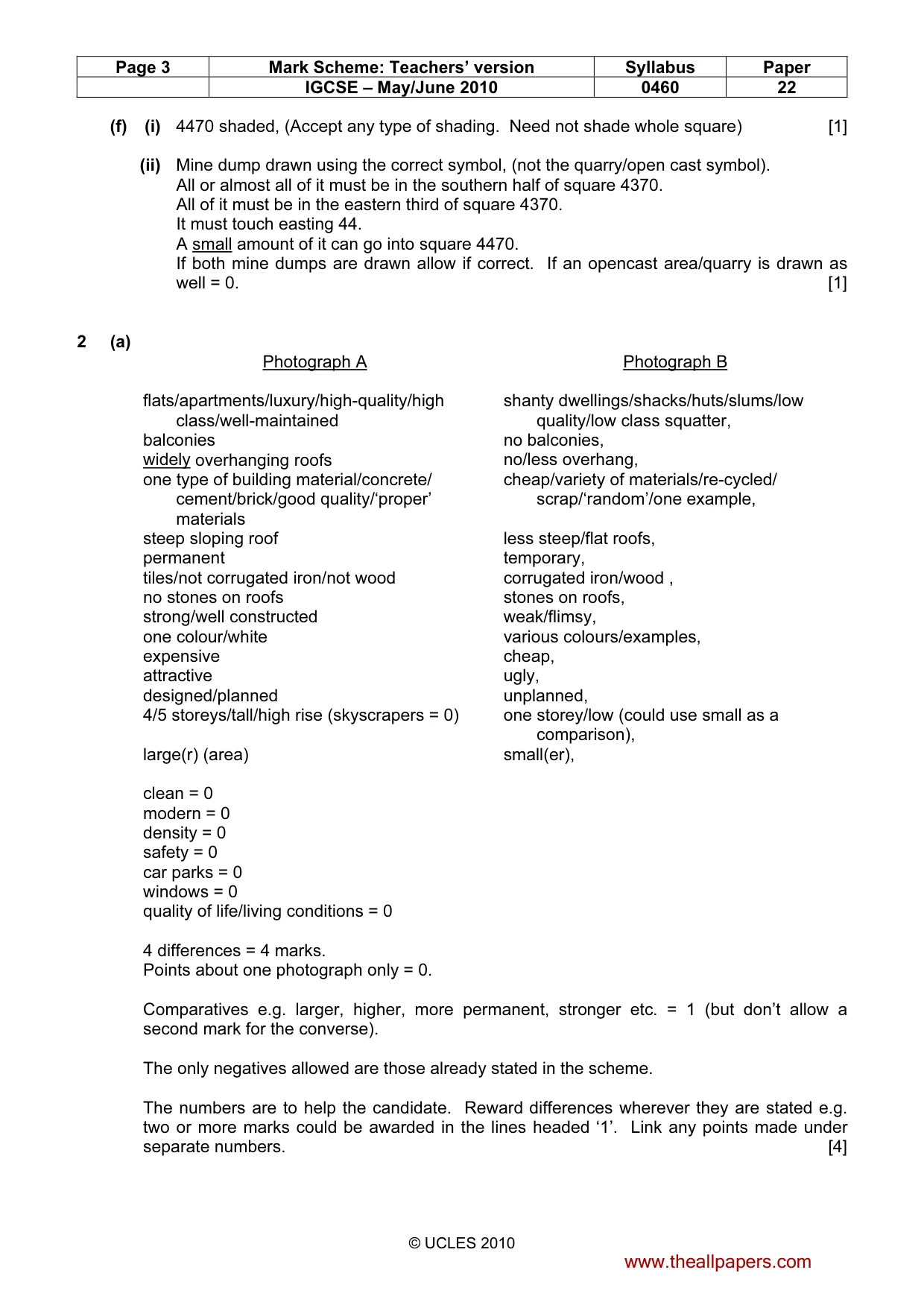 Mark scheme, page 3 of 6
