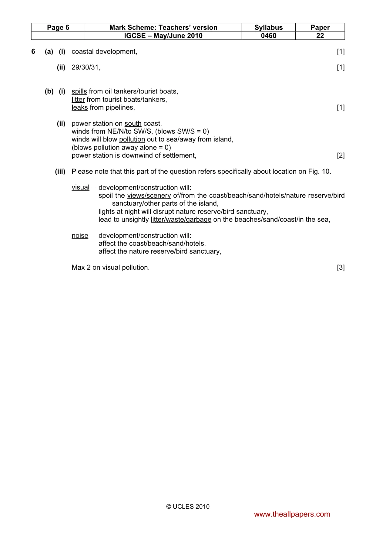 Mark scheme, page 6 of 6