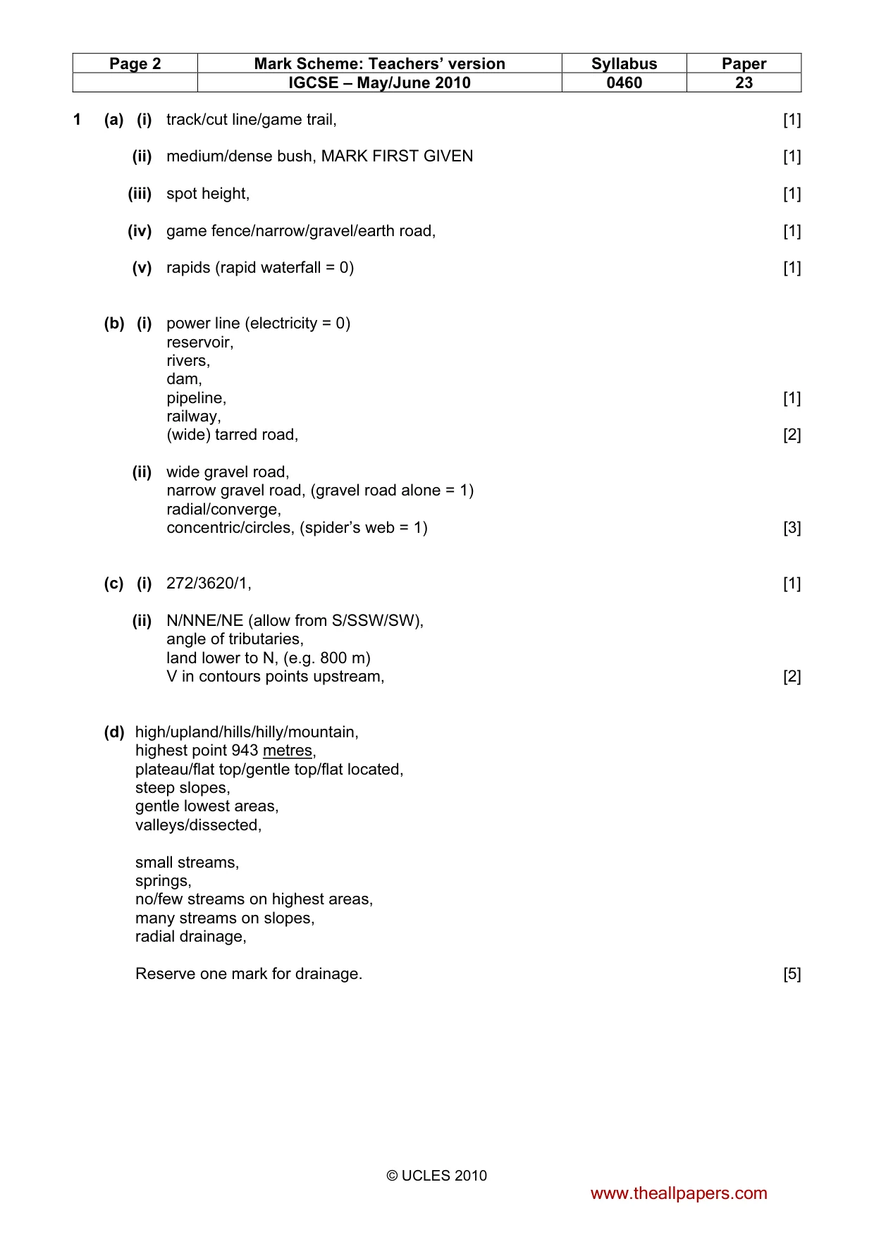 Mark scheme, page 2 of 4