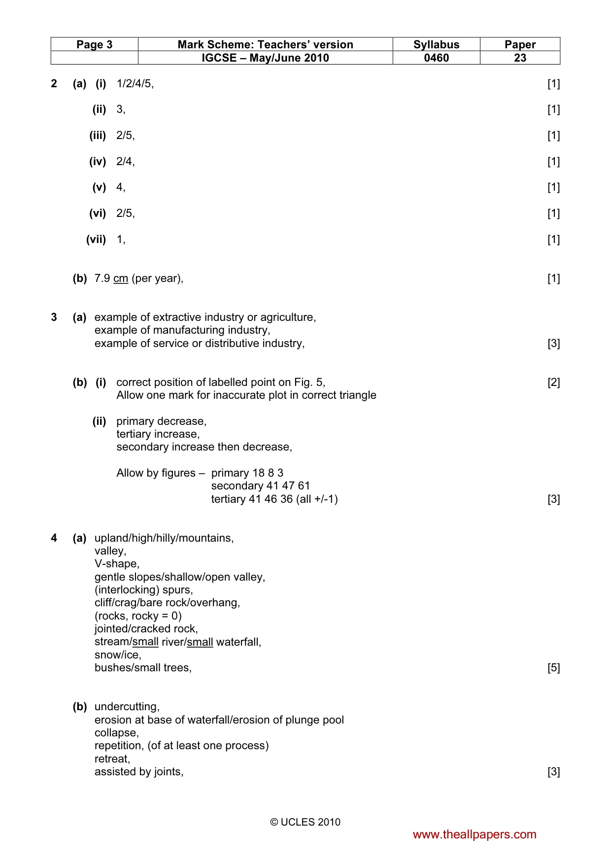 Mark scheme, page 3 of 4