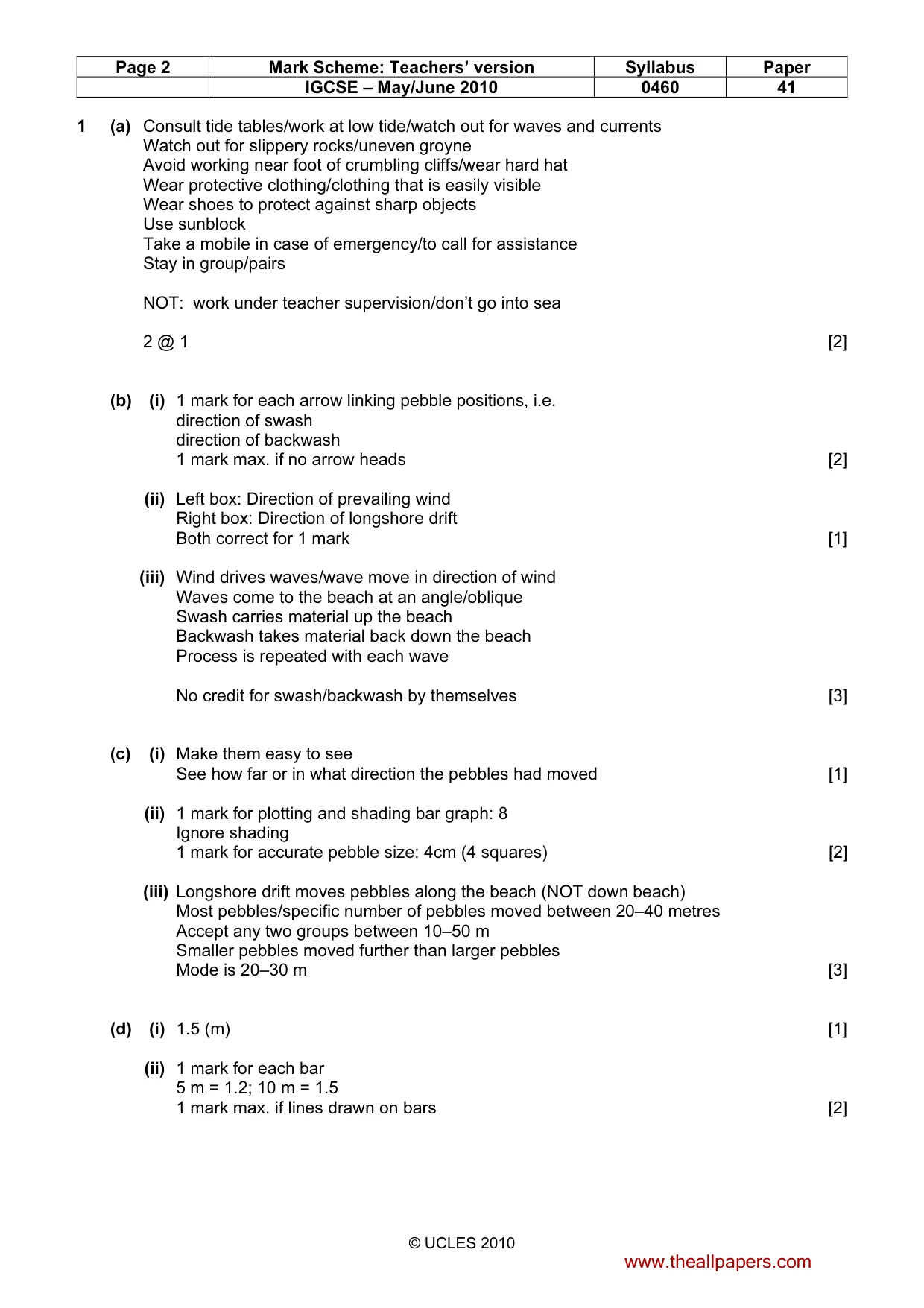 Mark scheme, page 2 of 6