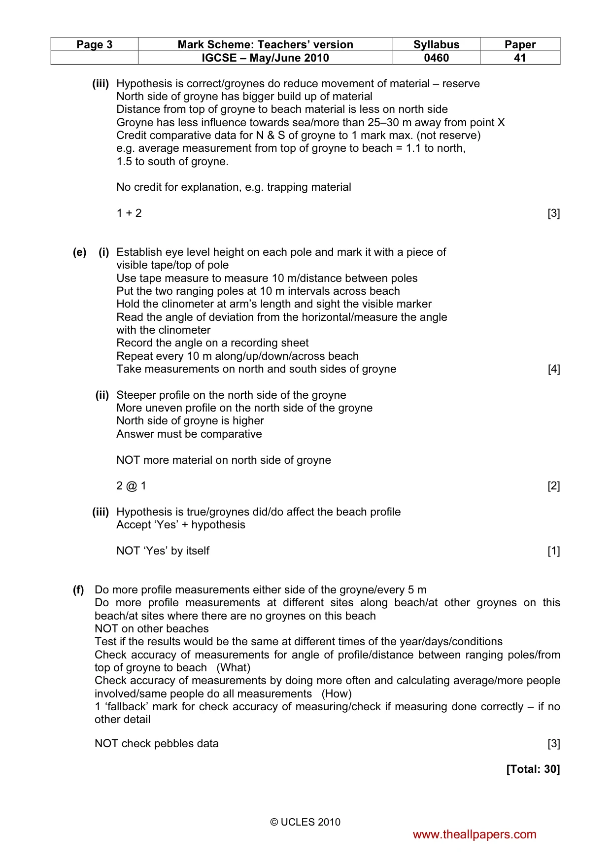 Mark scheme, page 3 of 6