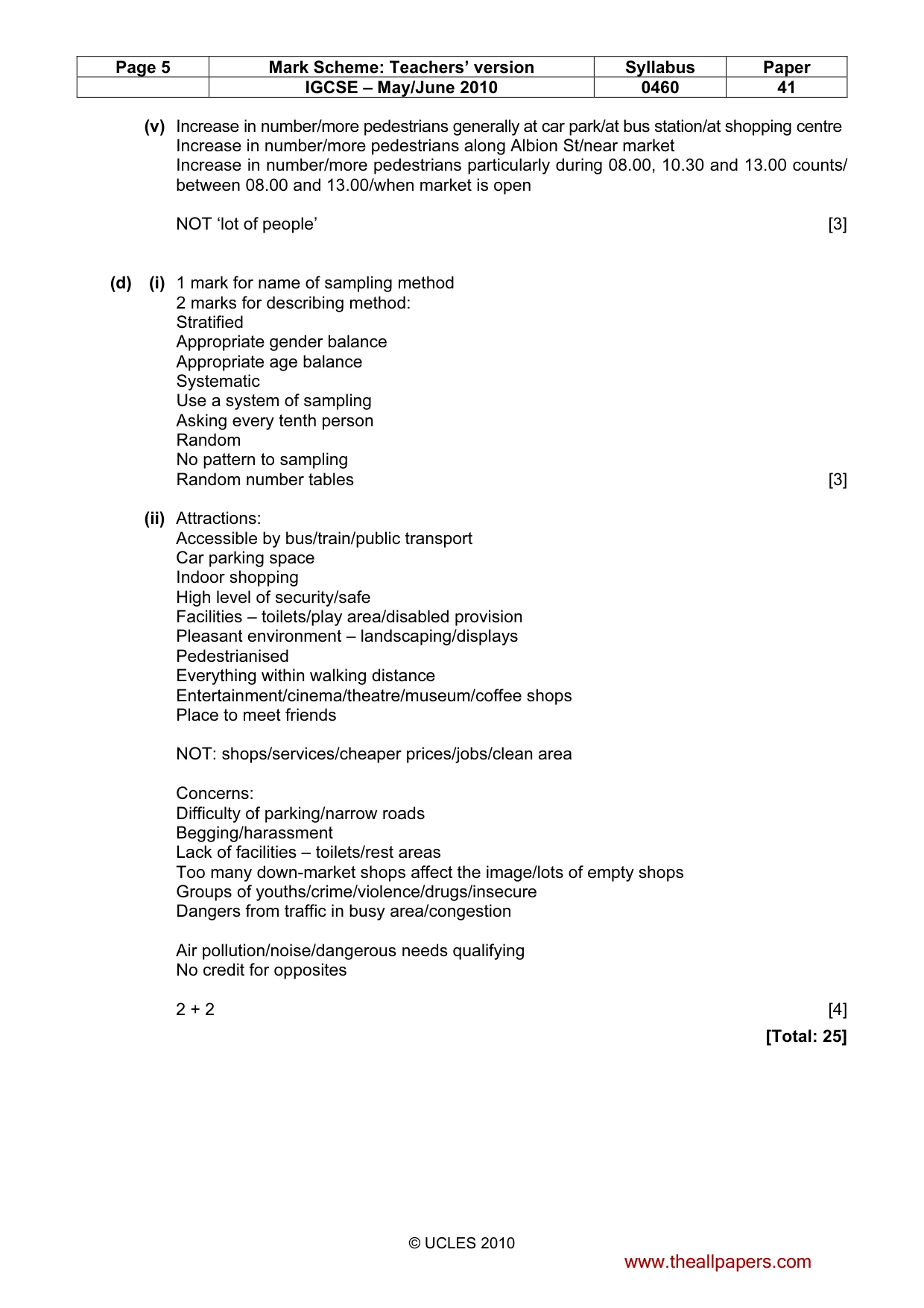 Mark scheme, page 5 of 6