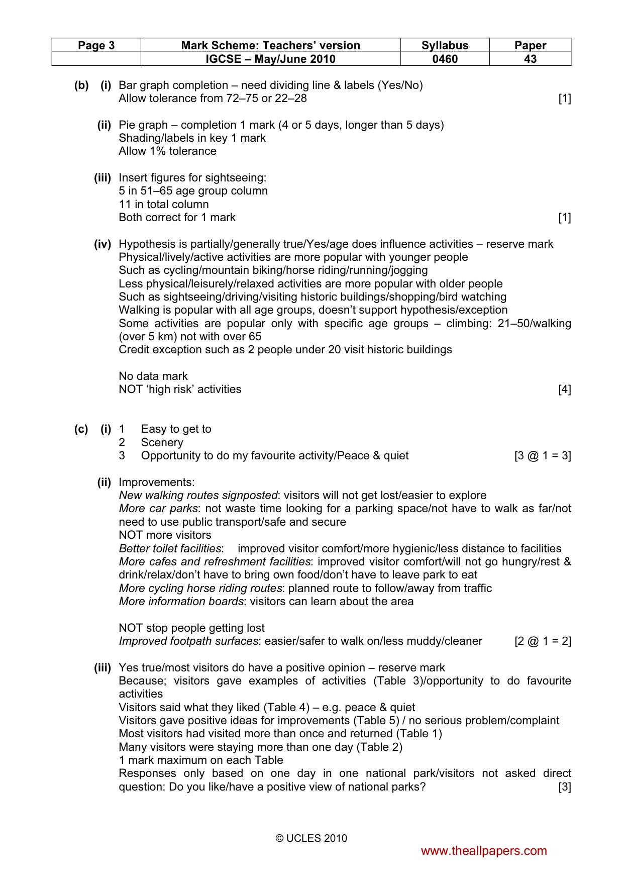 Mark scheme, page 3 of 5