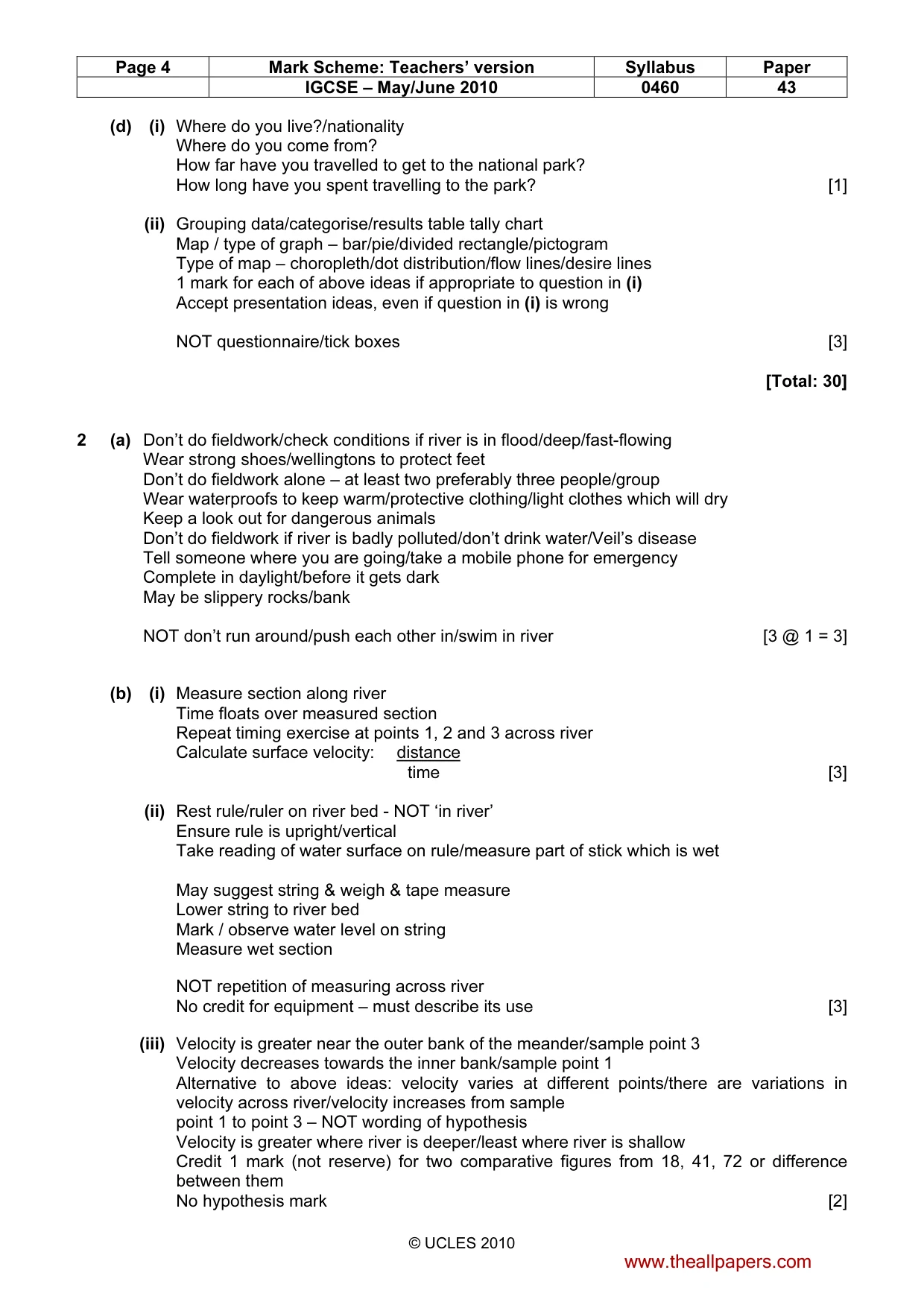 Mark scheme, page 4 of 5
