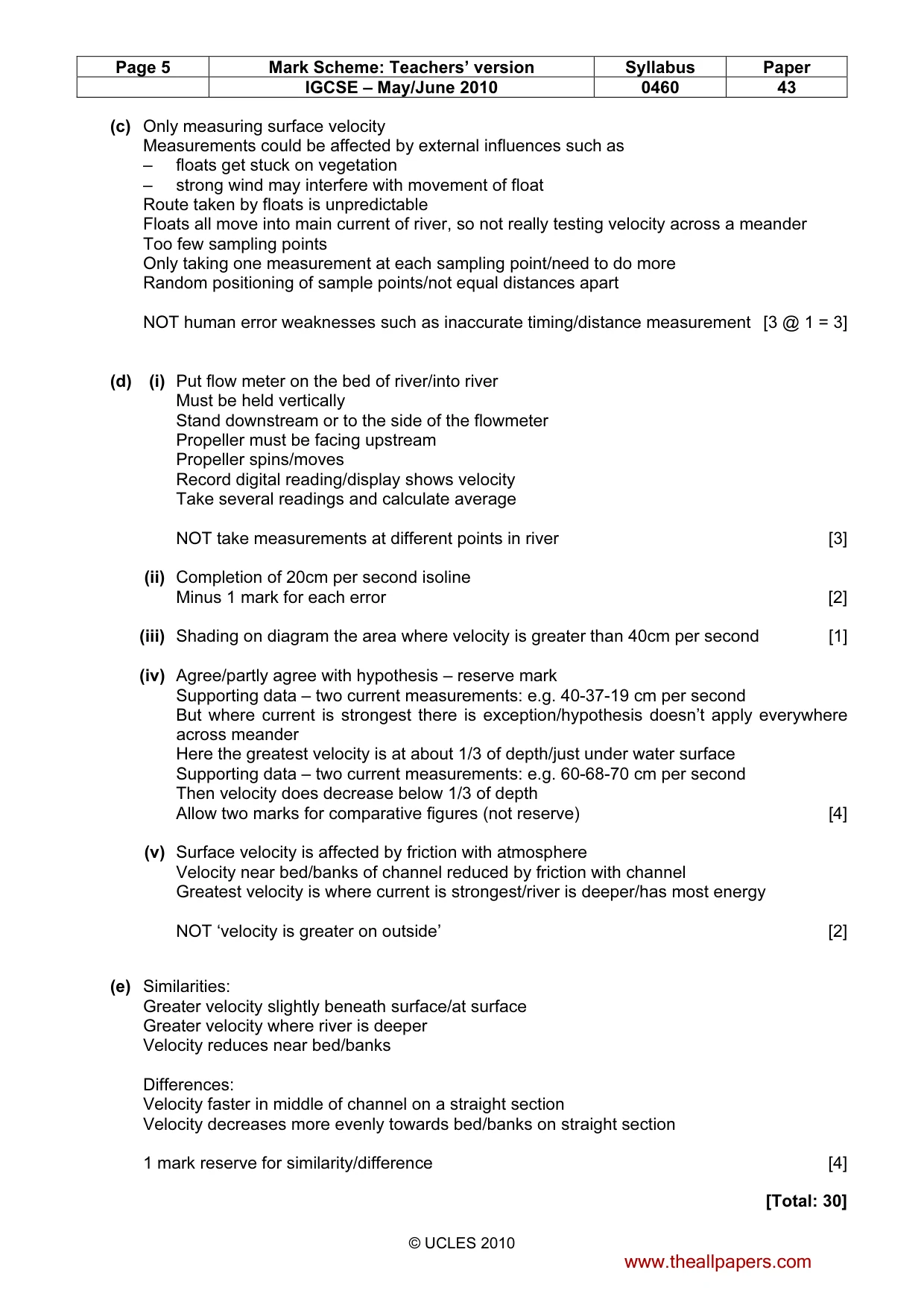 Mark scheme, page 5 of 5