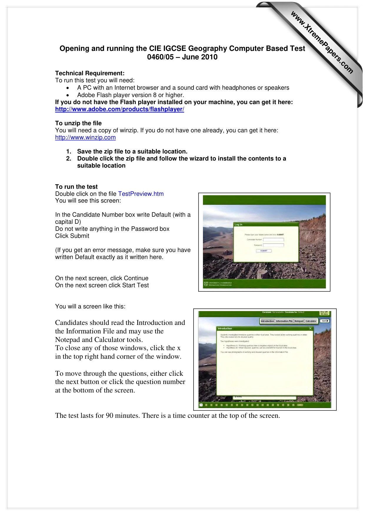 Cambridge IGCSE Geography 0460 2010 May/June Paper 5 · Variant 0 question paper, page 1 of 1