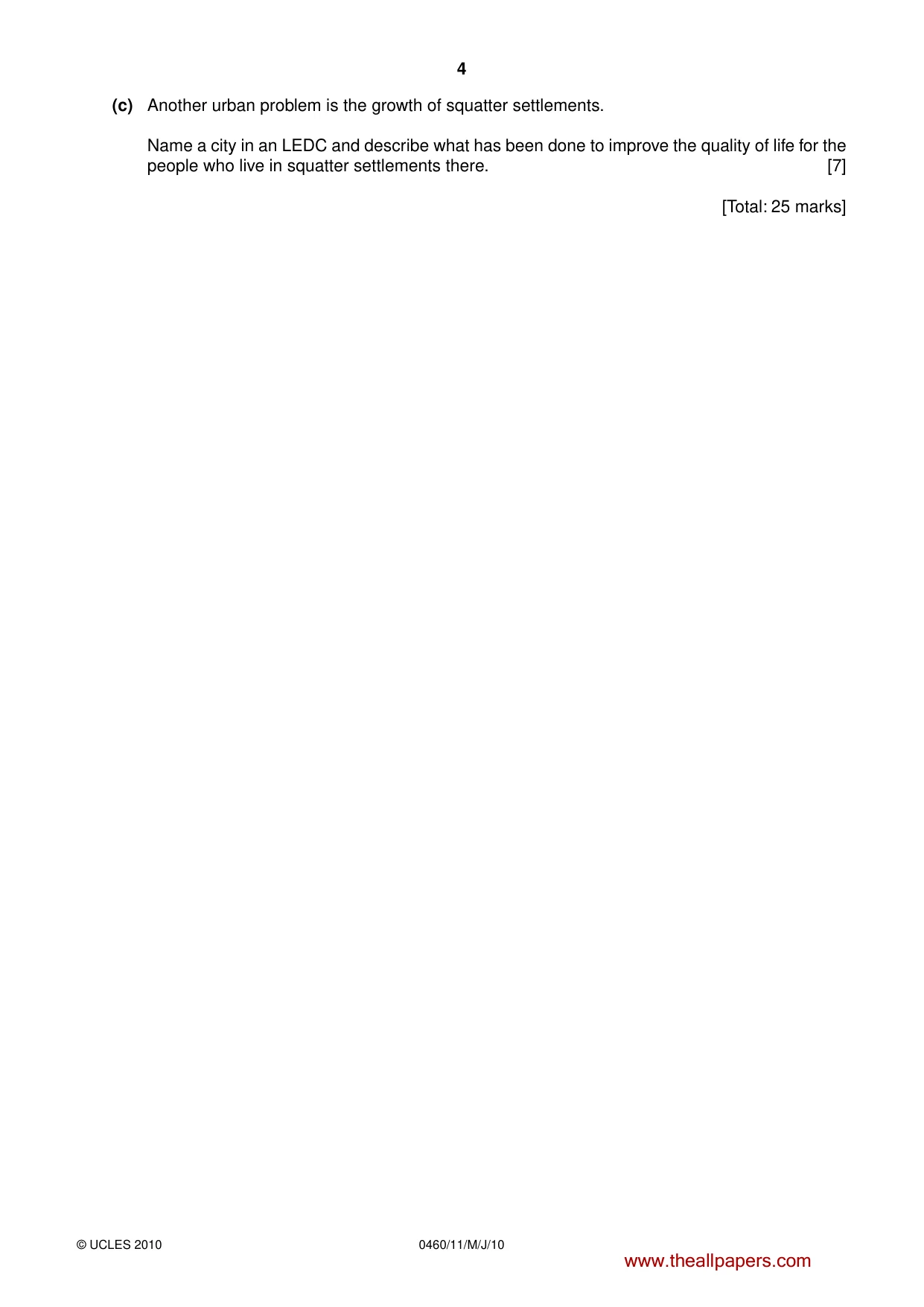Cambridge IGCSE Geography 0460 2010 May/June Paper 1 · Variant 1 question paper, page 4 of 12