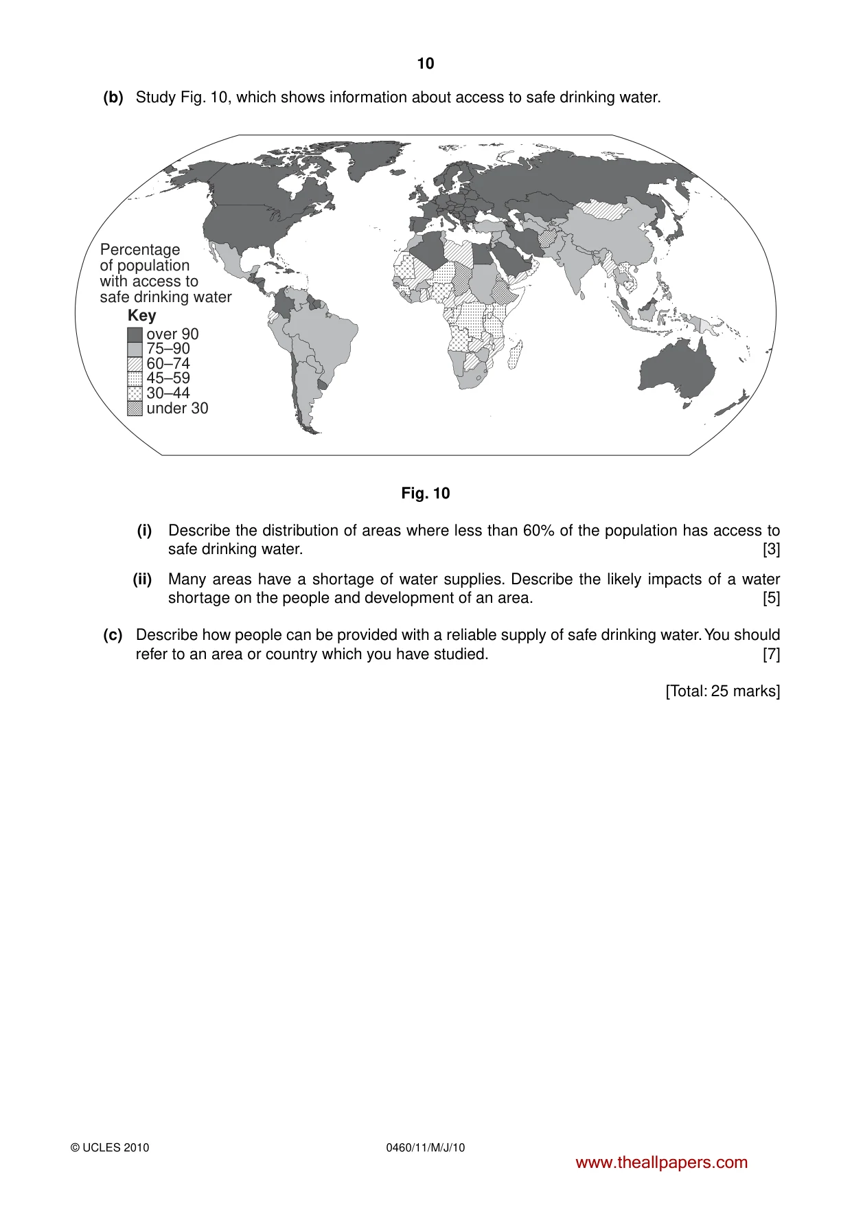 Cambridge IGCSE Geography 0460 2010 May/June Paper 1 · Variant 1 question paper, page 10 of 12