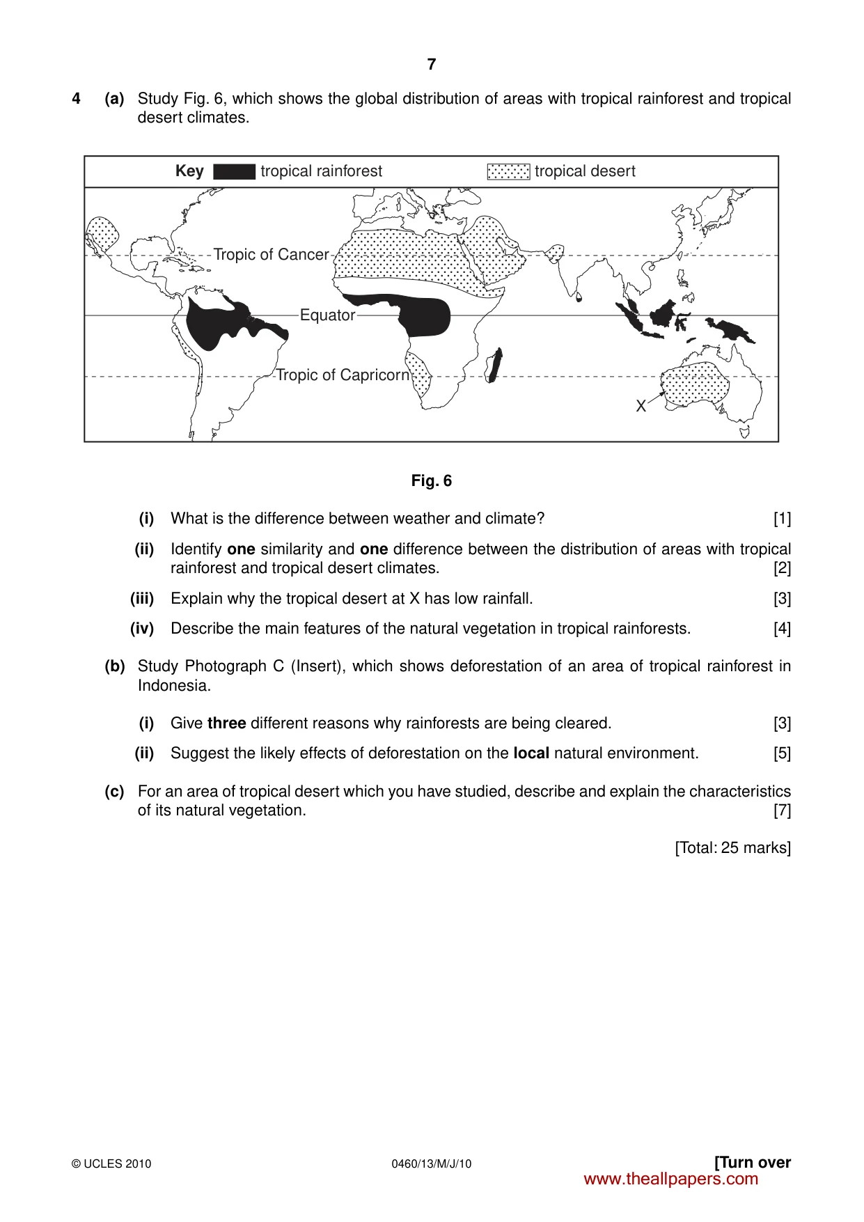 Cambridge IGCSE Geography 0460 2010 May/June Paper 1 · Variant 3 question paper, page 7 of 12