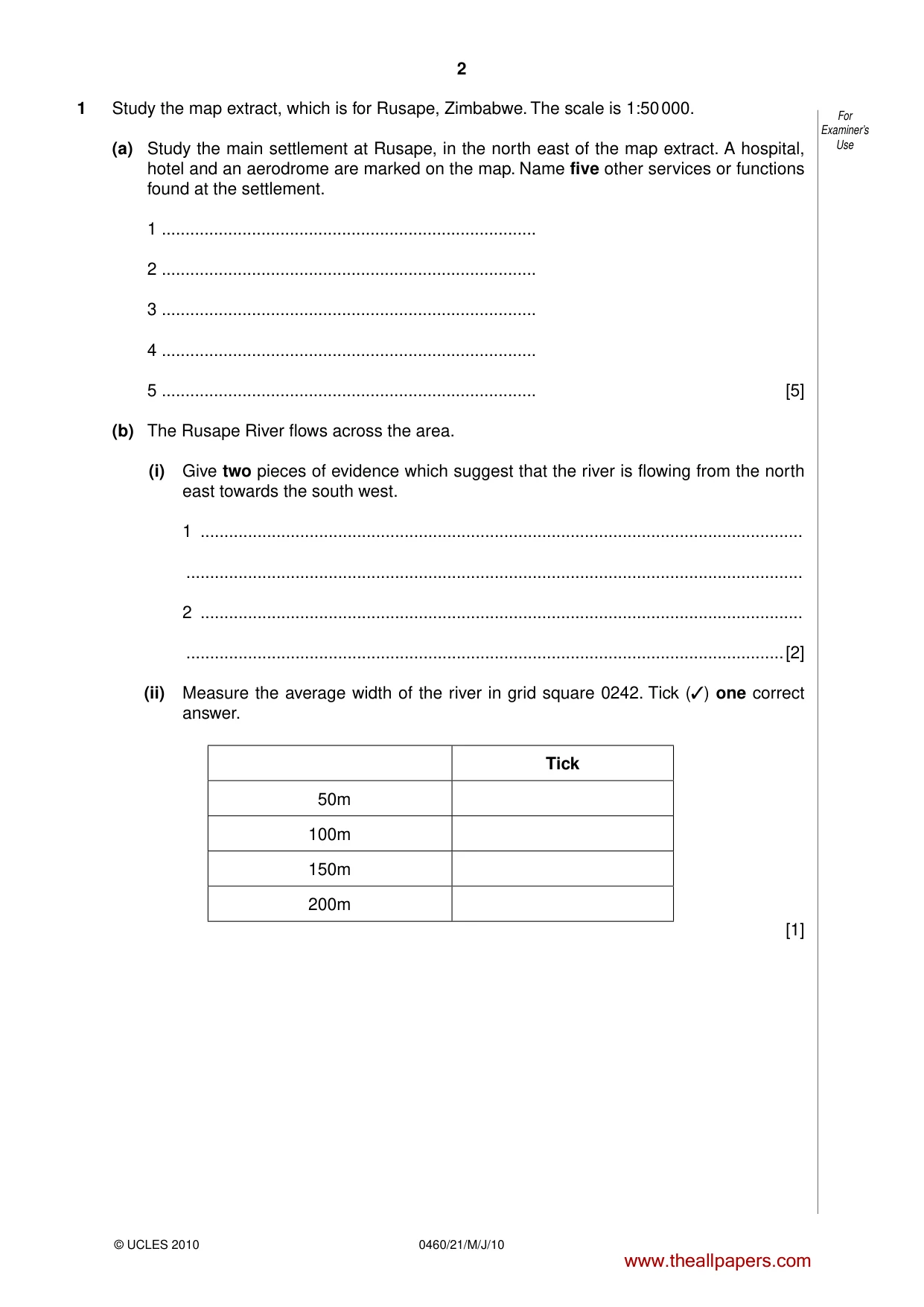 Cambridge IGCSE Geography 0460 2010 May/June Paper 2 · Variant 1 question paper, page 2 of 16