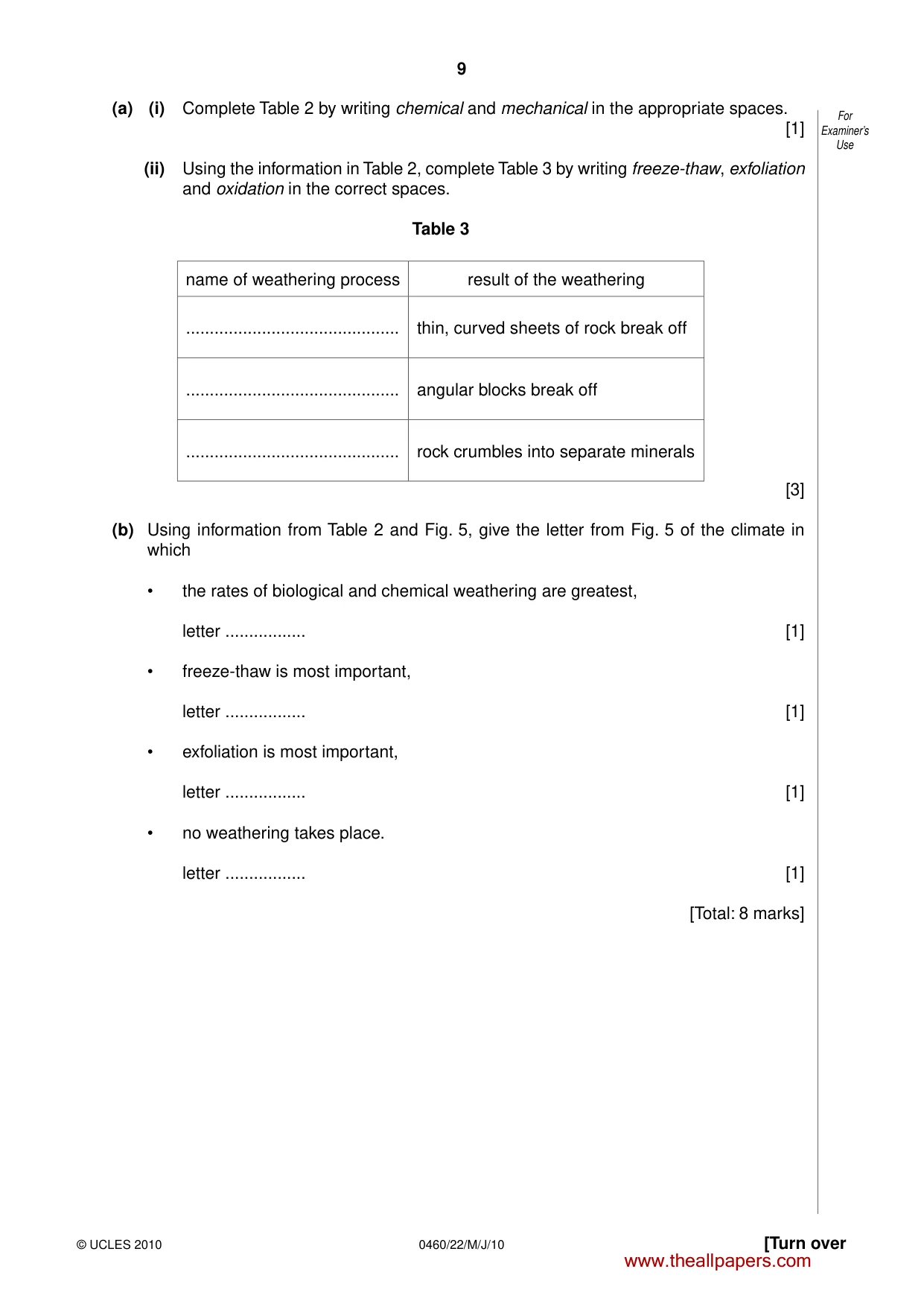 Cambridge IGCSE Geography 0460 2010 May/June Paper 2 · Variant 2 question paper, page 9 of 16
