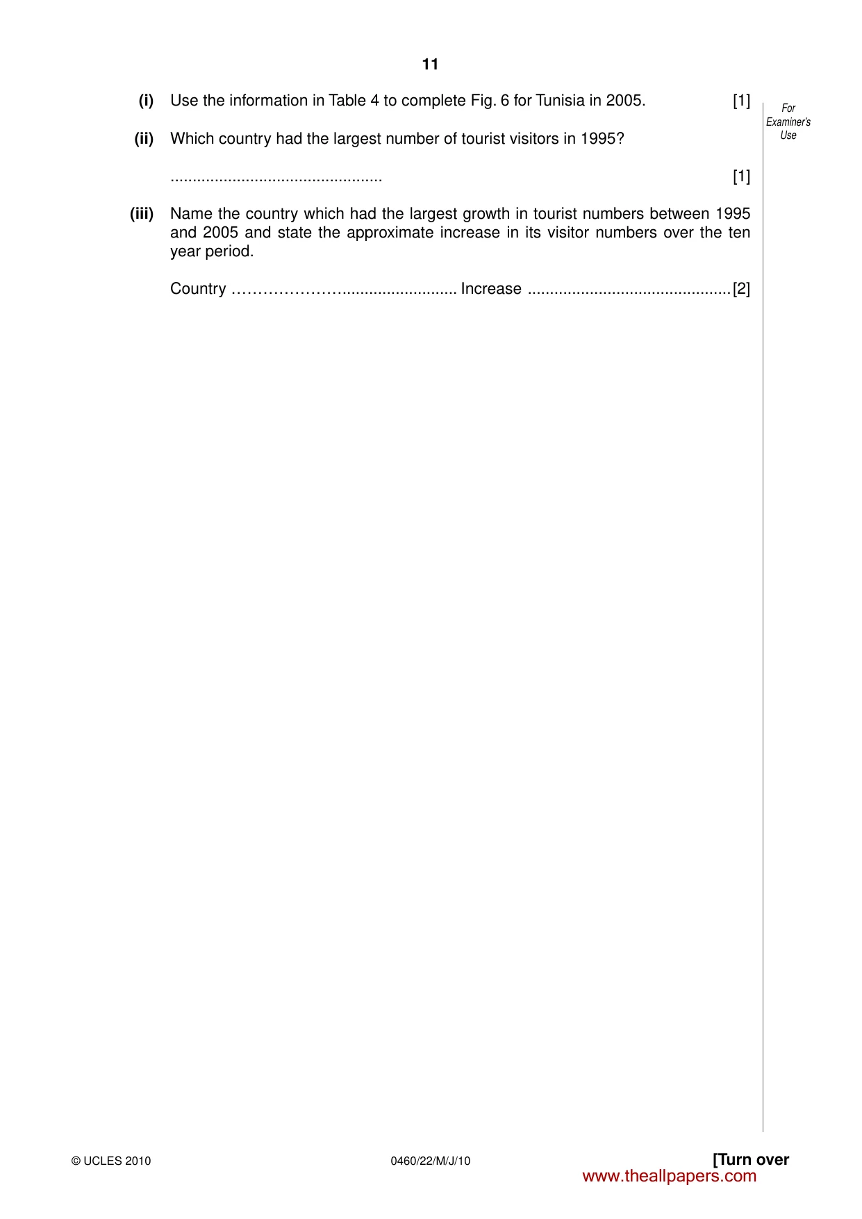 Cambridge IGCSE Geography 0460 2010 May/June Paper 2 · Variant 2 question paper, page 11 of 16