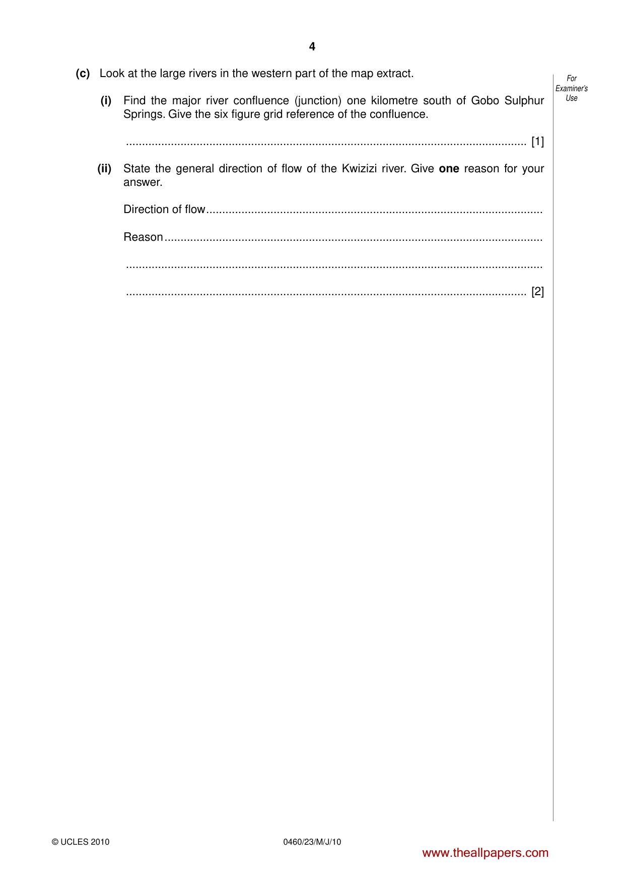Cambridge IGCSE Geography 0460 2010 May/June Paper 2 · Variant 3 question paper, page 4 of 16
