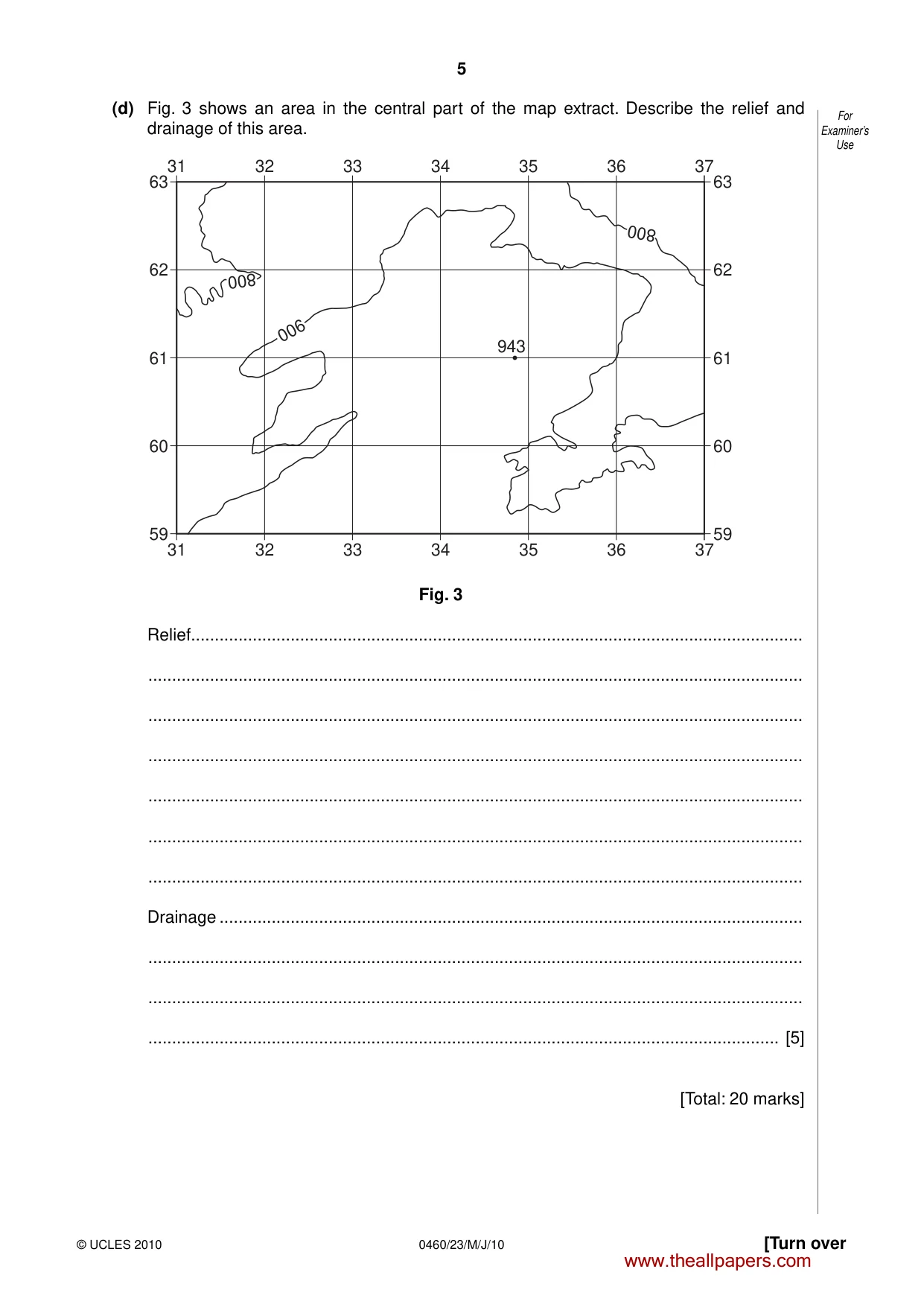 Cambridge IGCSE Geography 0460 2010 May/June Paper 2 · Variant 3 question paper, page 5 of 16