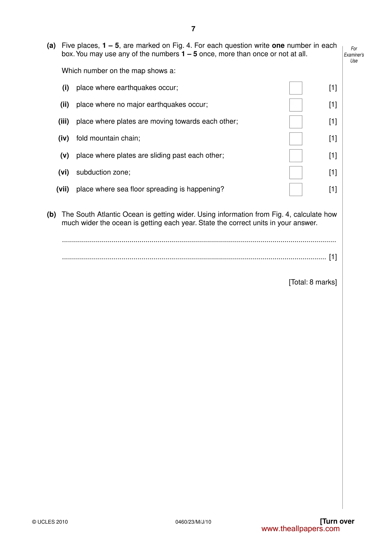 Cambridge IGCSE Geography 0460 2010 May/June Paper 2 · Variant 3 question paper, page 7 of 16