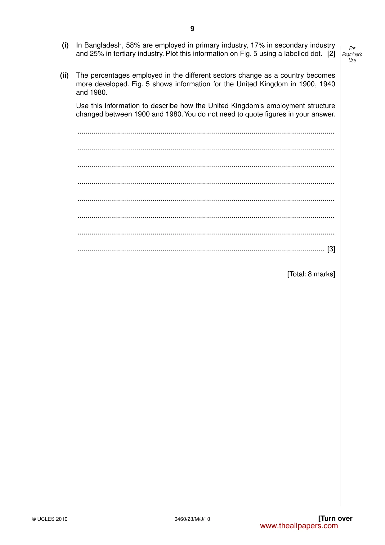 Cambridge IGCSE Geography 0460 2010 May/June Paper 2 · Variant 3 question paper, page 9 of 16