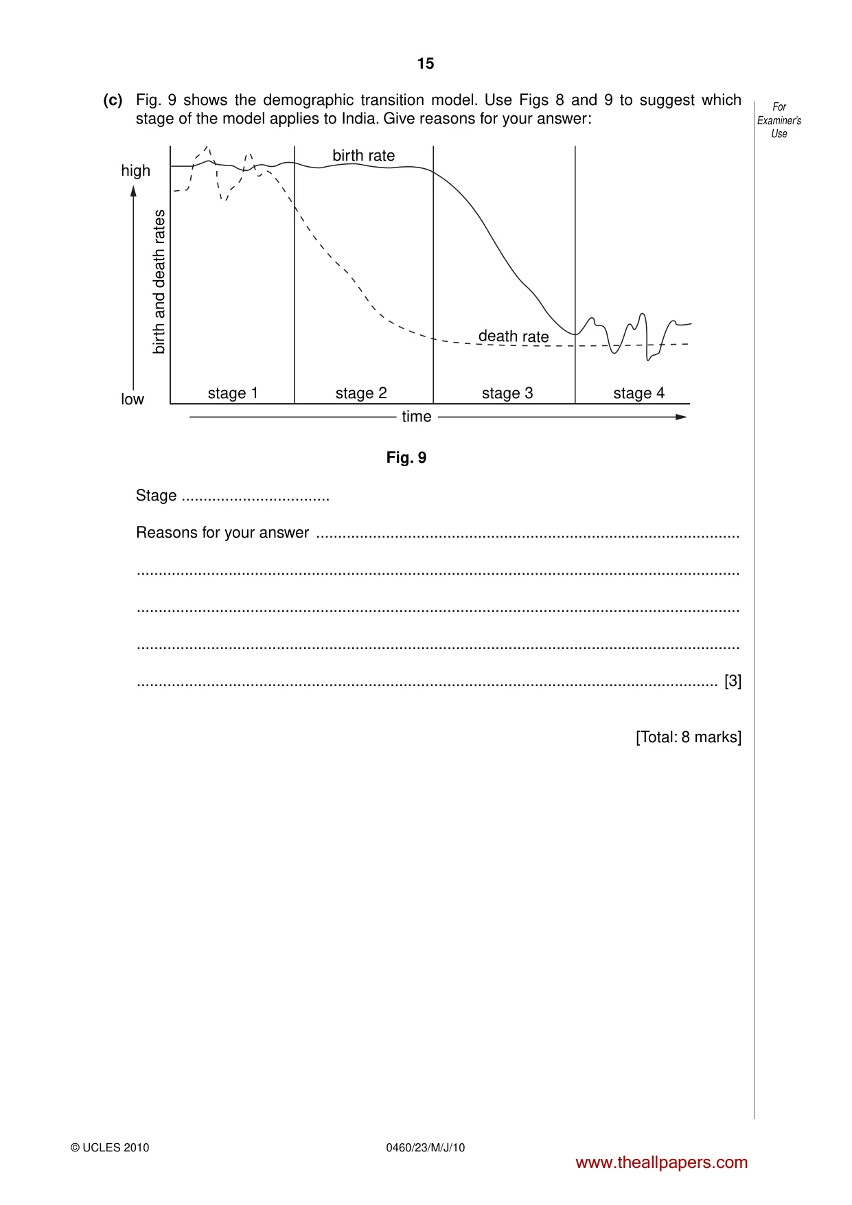 Cambridge IGCSE Geography 0460 2010 May/June Paper 2 · Variant 3 question paper, page 15 of 16