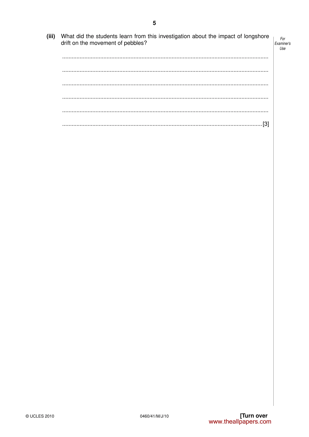Cambridge IGCSE Geography 0460 2010 May/June Paper 4 · Variant 1 question paper, page 5 of 16