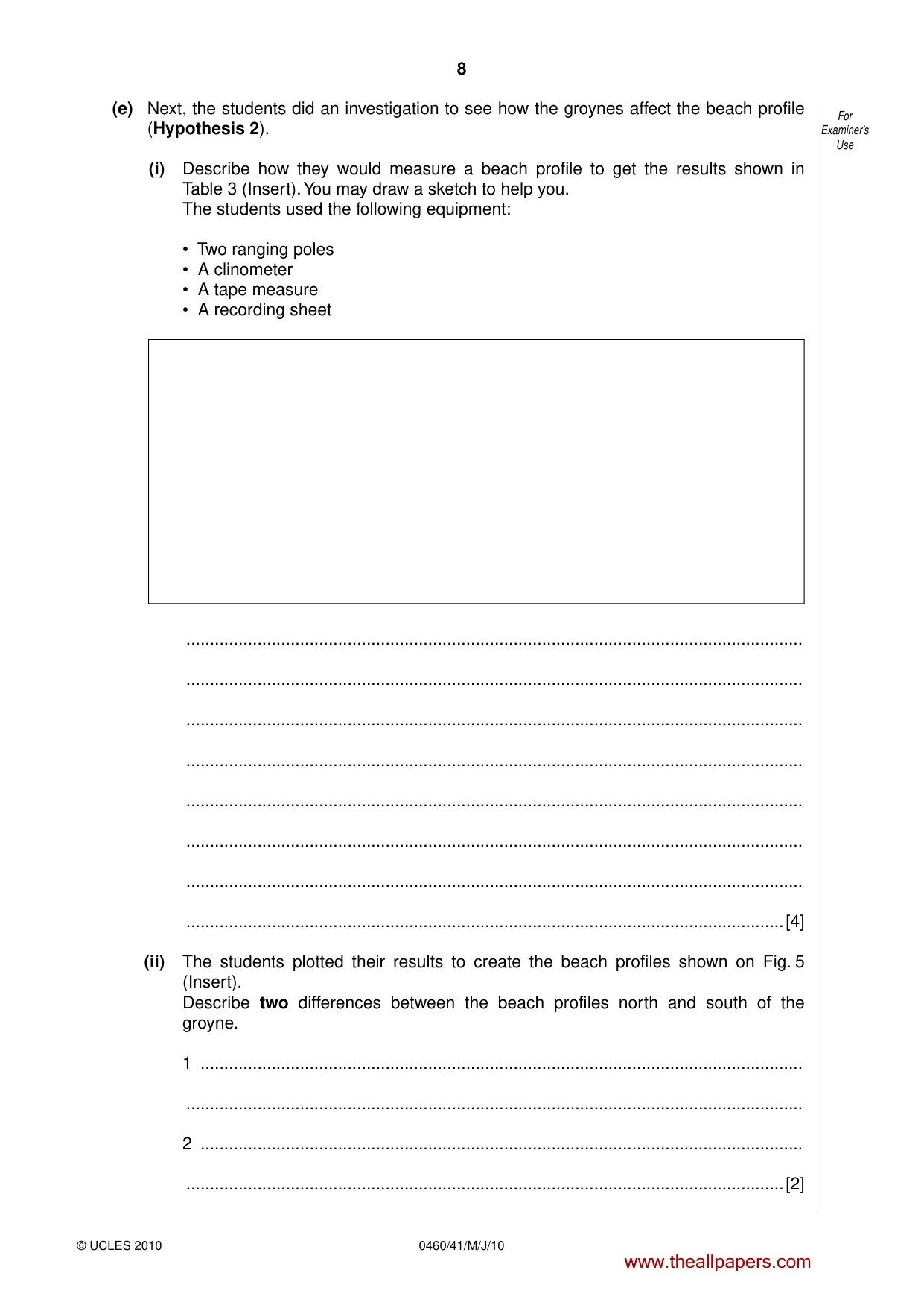Cambridge IGCSE Geography 0460 2010 May/June Paper 4 · Variant 1 question paper, page 8 of 16