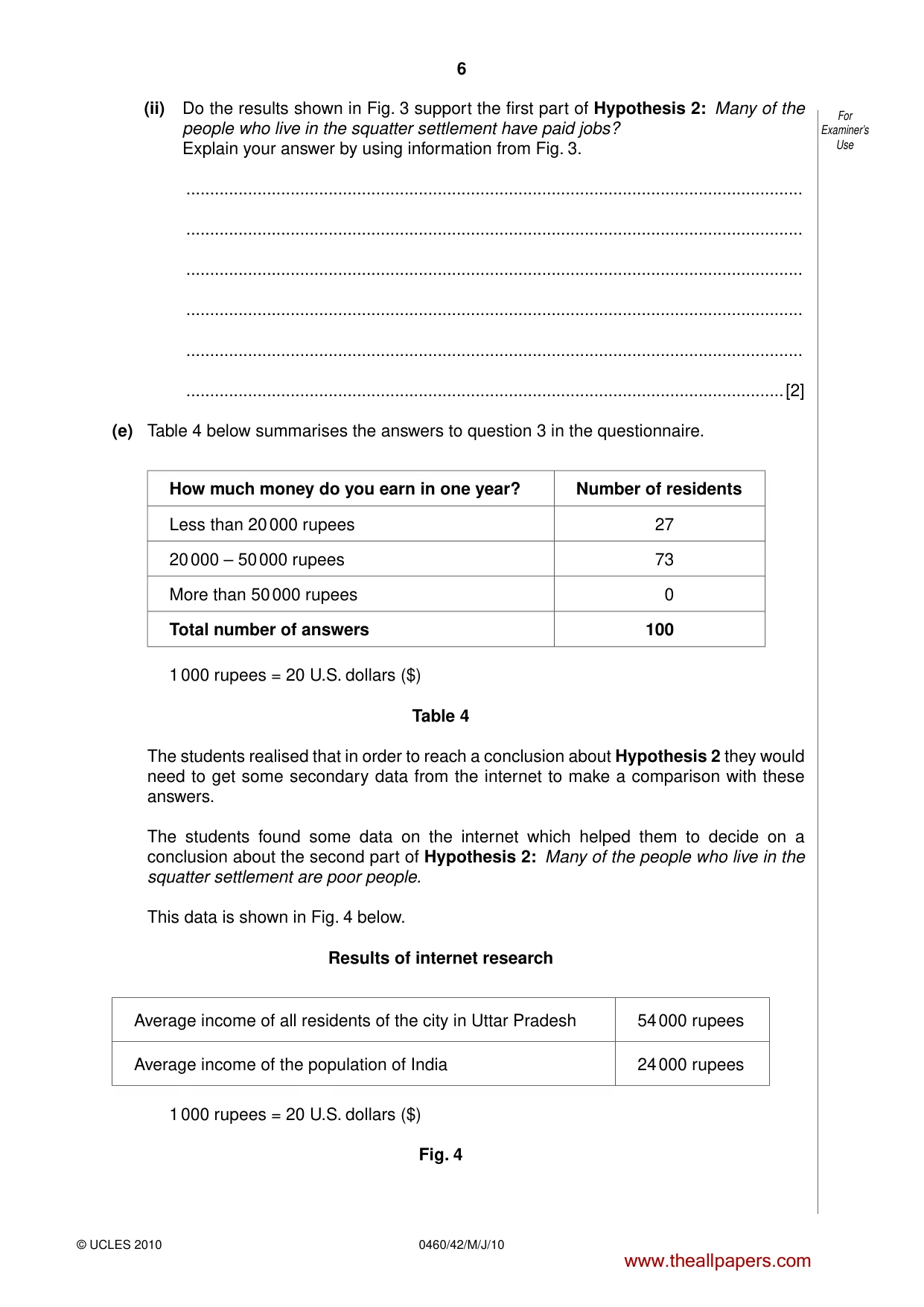 Cambridge IGCSE Geography 0460 2010 May/June Paper 4 · Variant 2 question paper, page 6 of 16