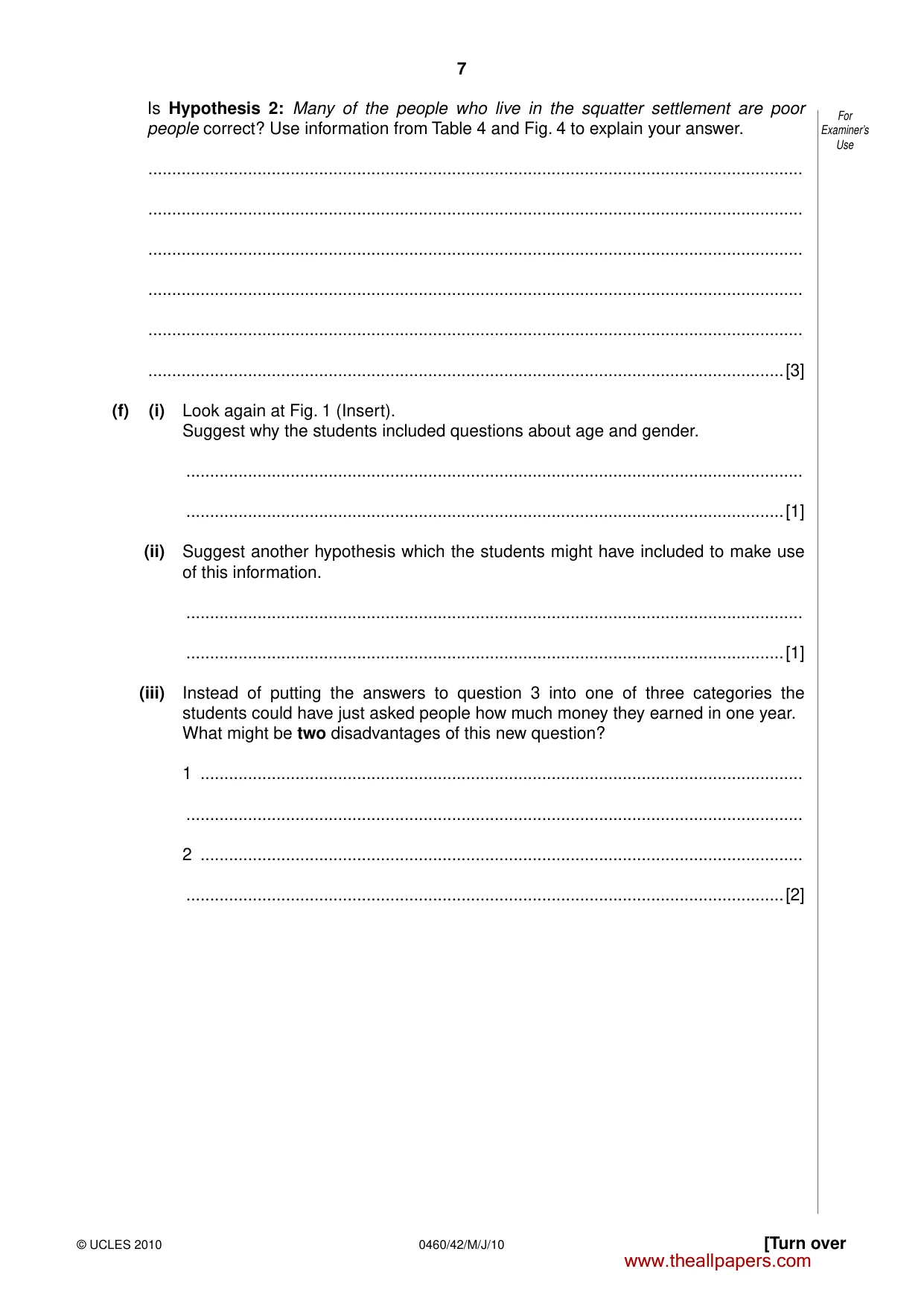 Cambridge IGCSE Geography 0460 2010 May/June Paper 4 · Variant 2 question paper, page 7 of 16