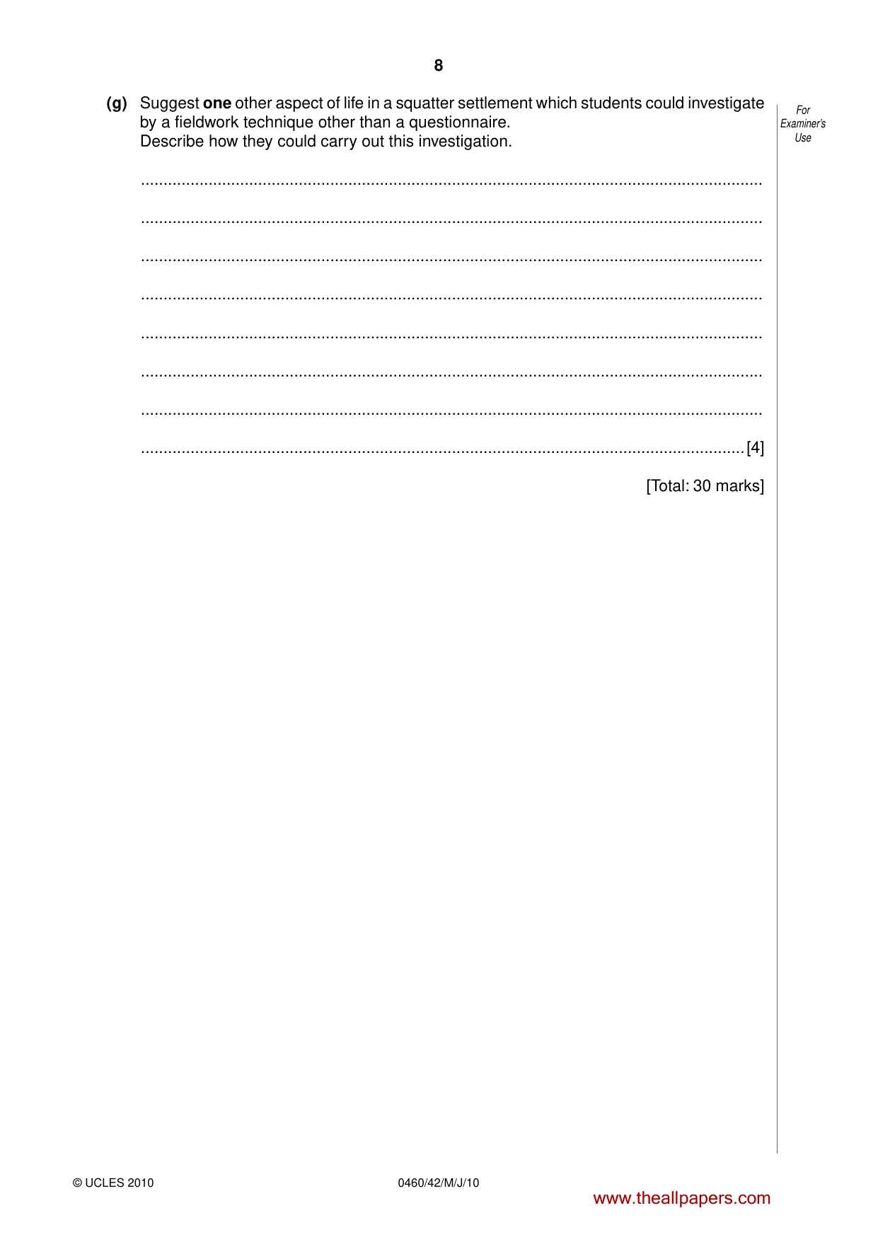 Cambridge IGCSE Geography 0460 2010 May/June Paper 4 · Variant 2 question paper, page 8 of 16