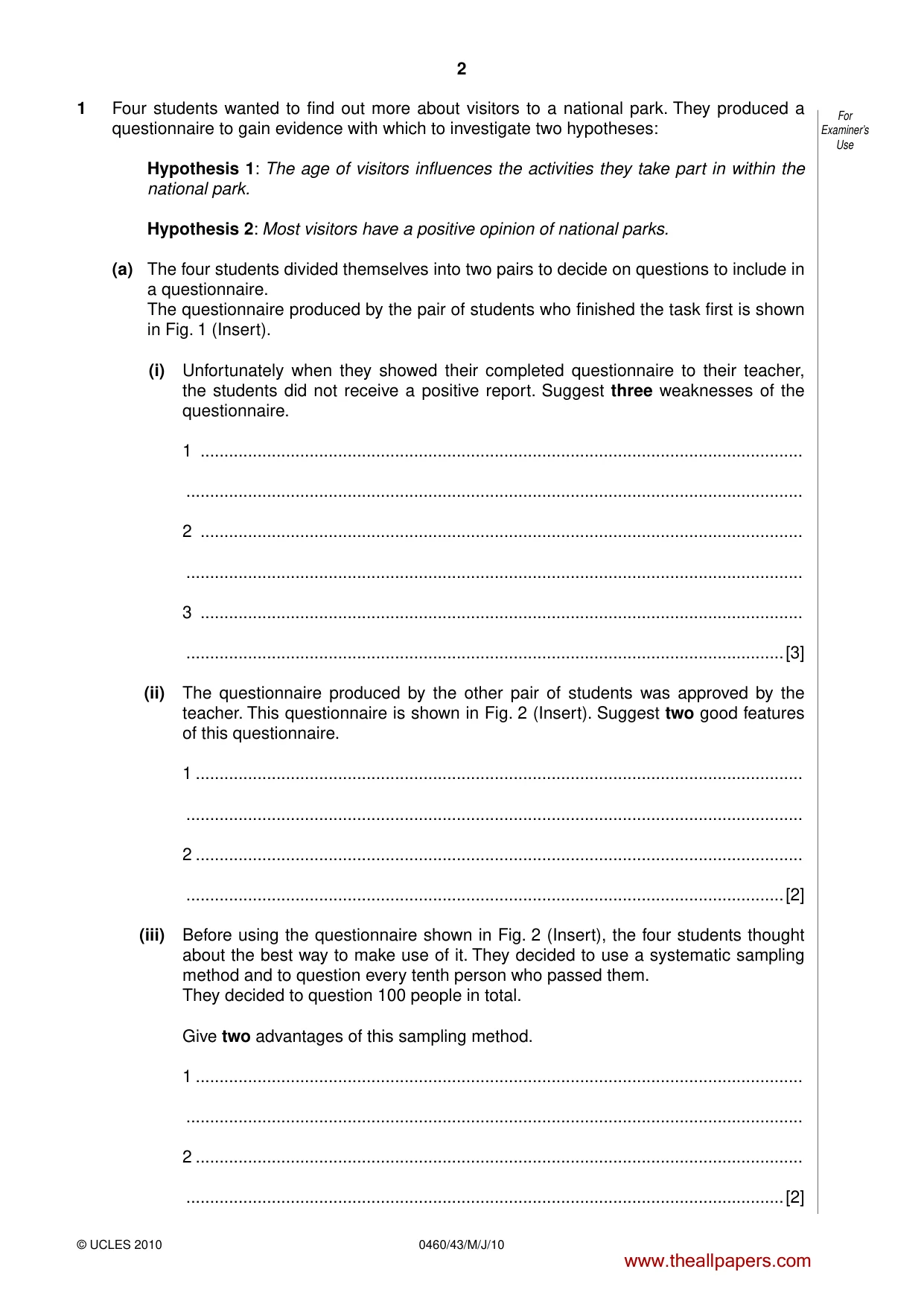 Cambridge IGCSE Geography 0460 2010 May/June Paper 4 · Variant 3 question paper, page 2 of 16