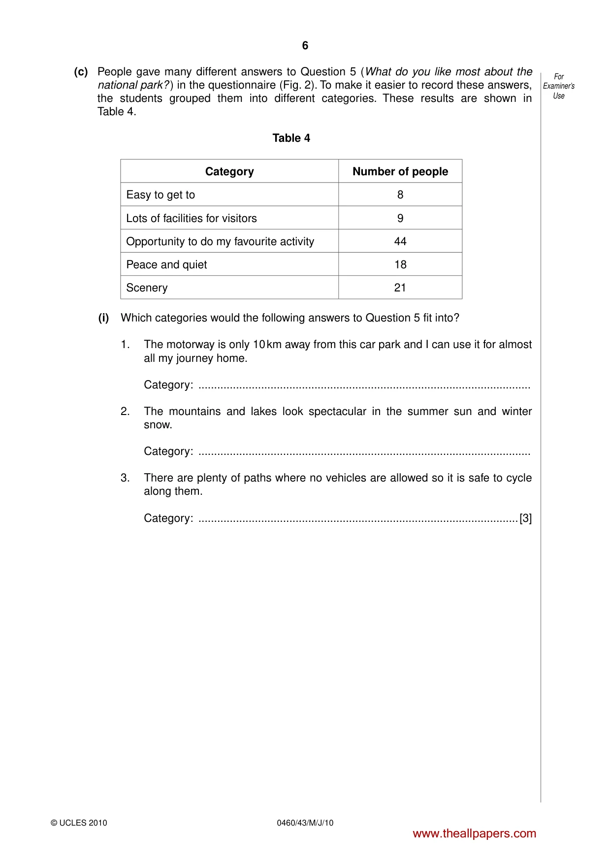 Cambridge IGCSE Geography 0460 2010 May/June Paper 4 · Variant 3 question paper, page 6 of 16