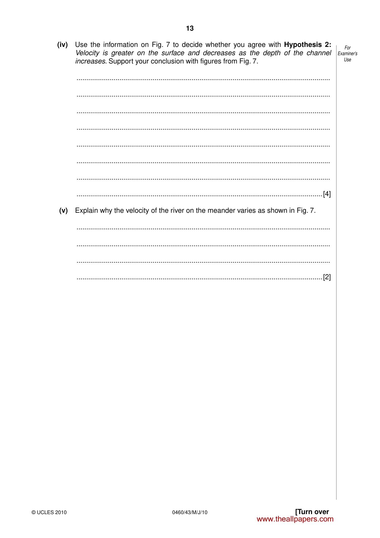 Cambridge IGCSE Geography 0460 2010 May/June Paper 4 · Variant 3 question paper, page 13 of 16