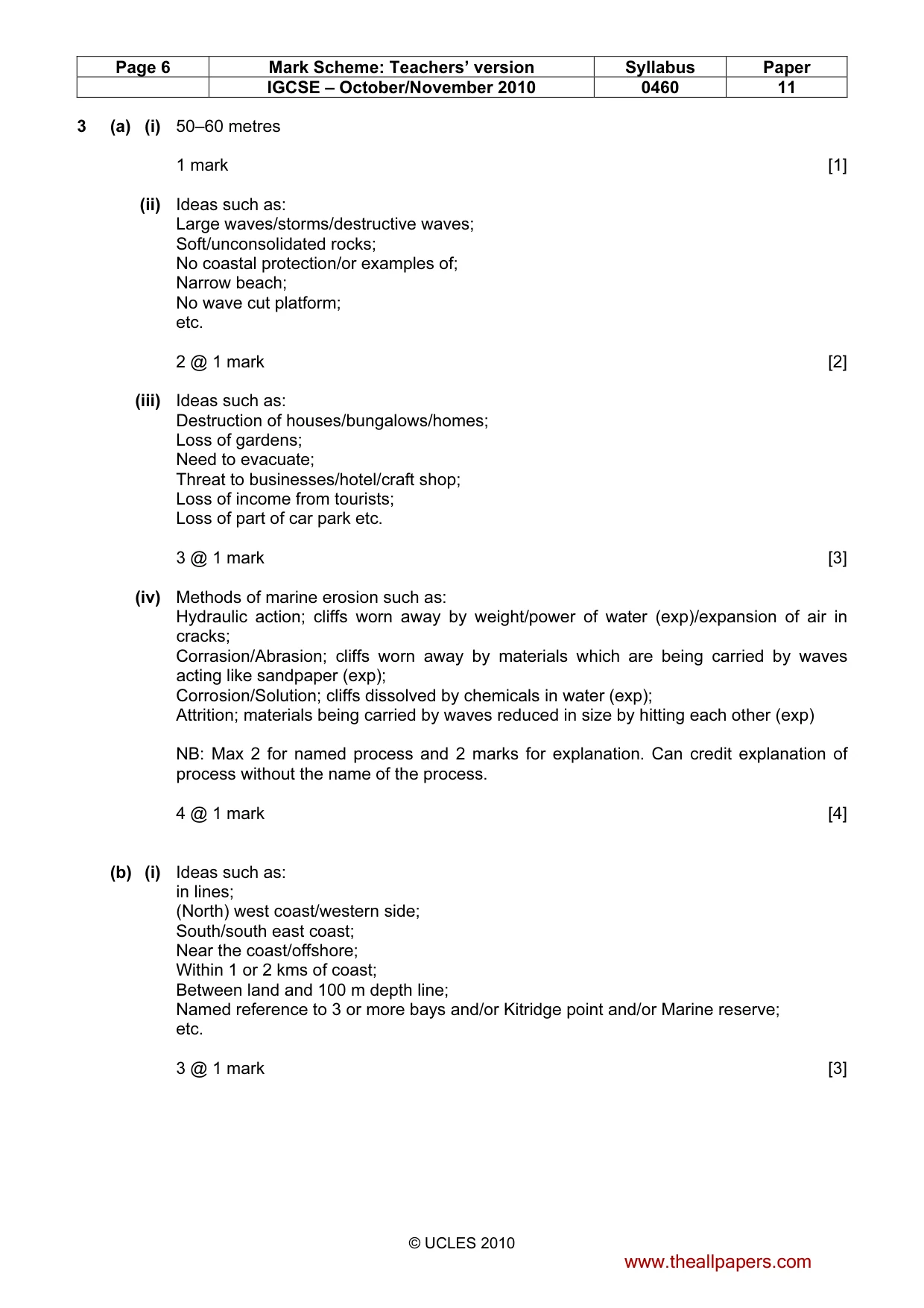 Mark scheme, page 6 of 12