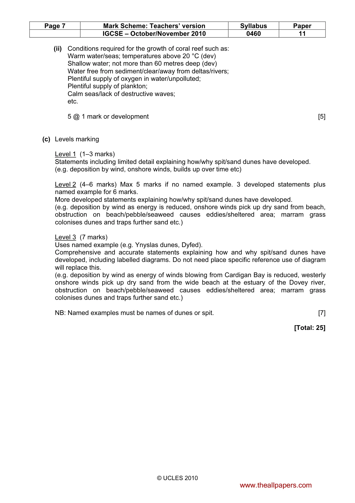 Mark scheme, page 7 of 12