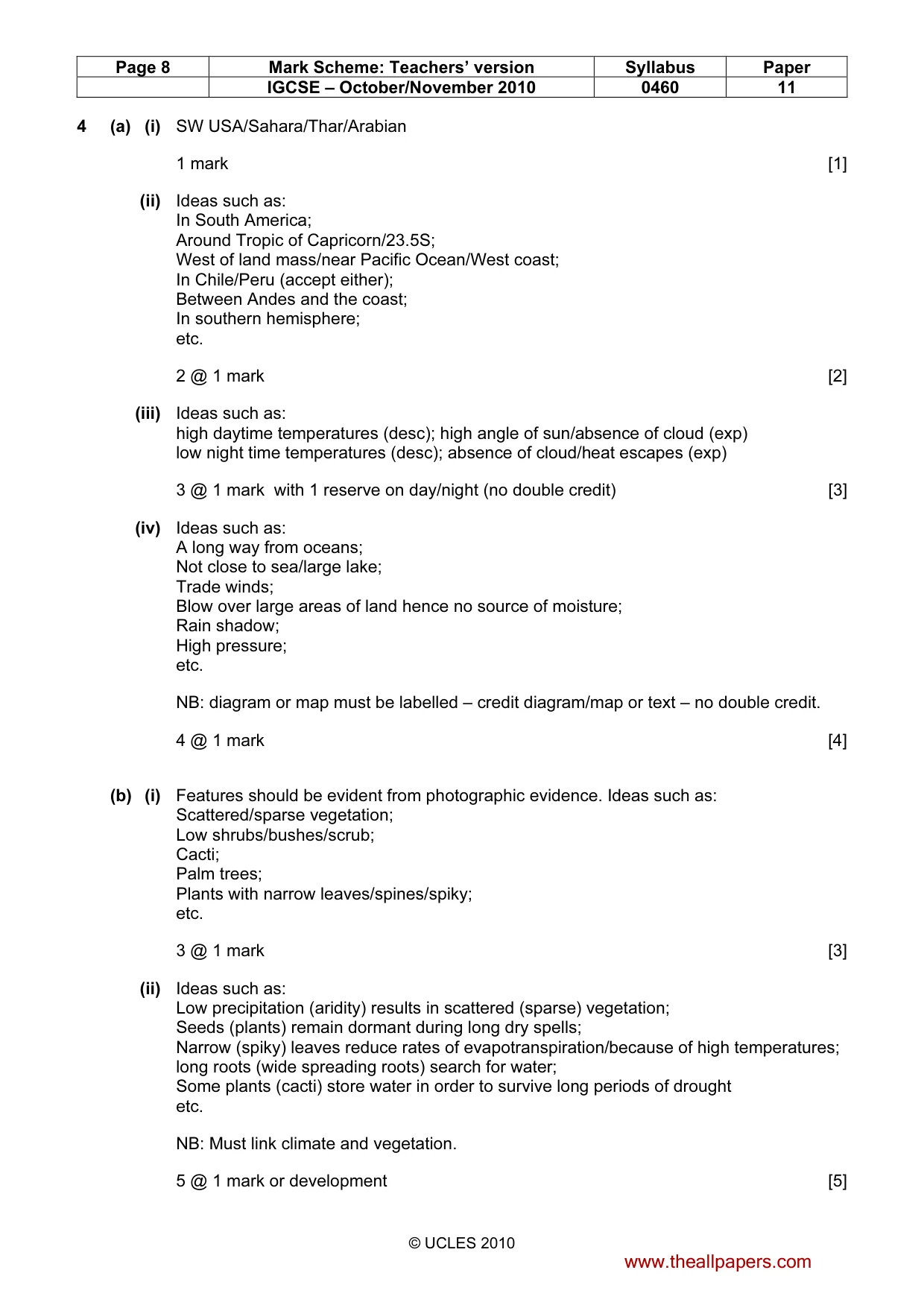 Mark scheme, page 8 of 12