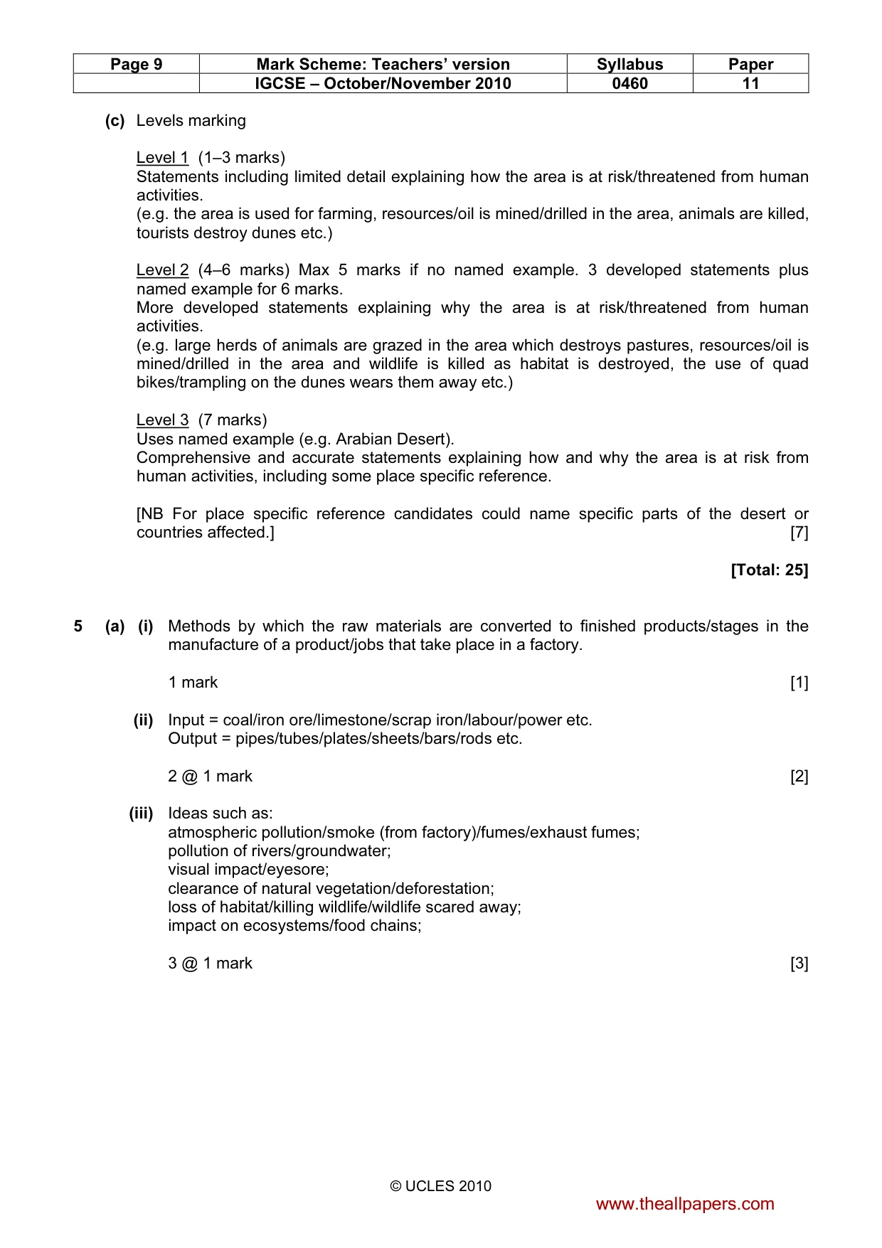 Mark scheme, page 9 of 12
