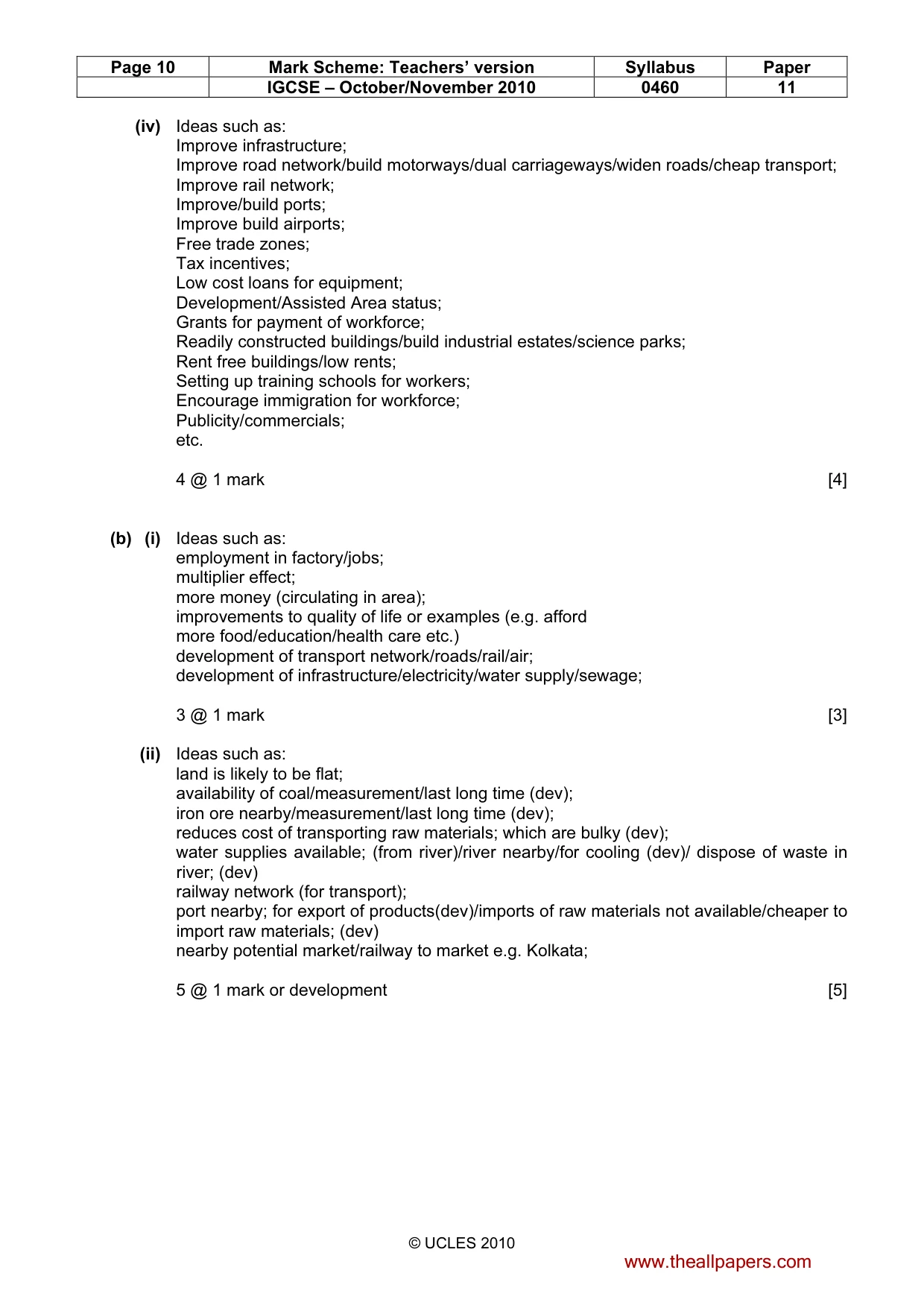 Mark scheme, page 10 of 12