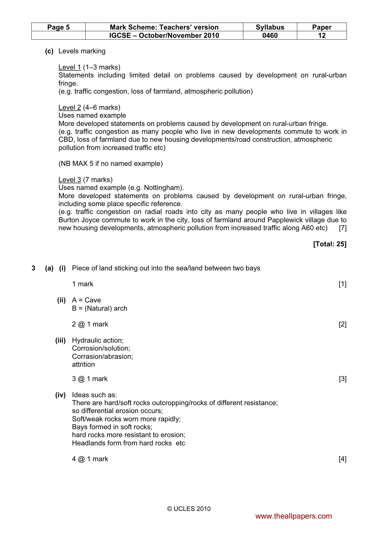 Mark scheme, page 5 of 11