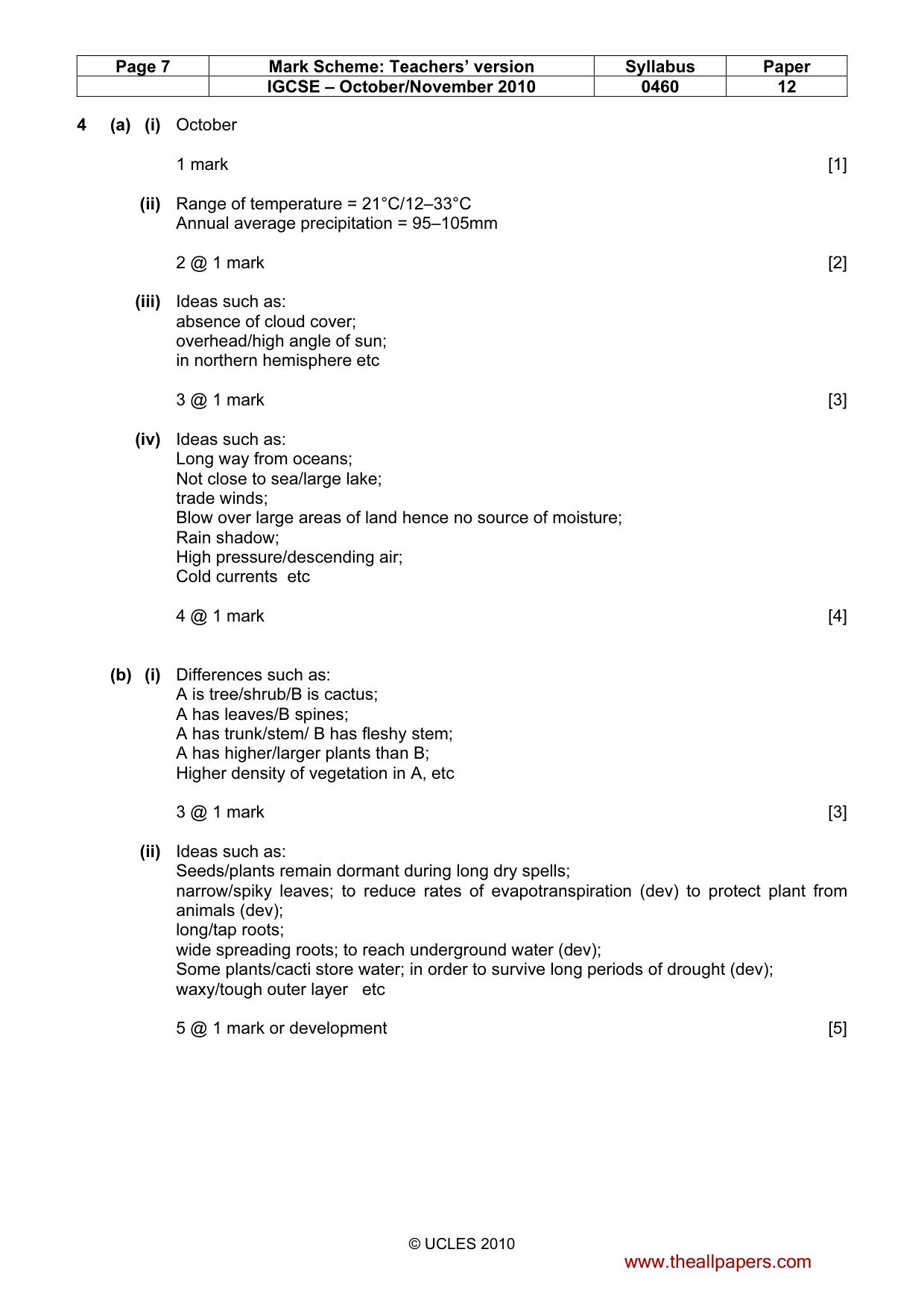 Mark scheme, page 7 of 11