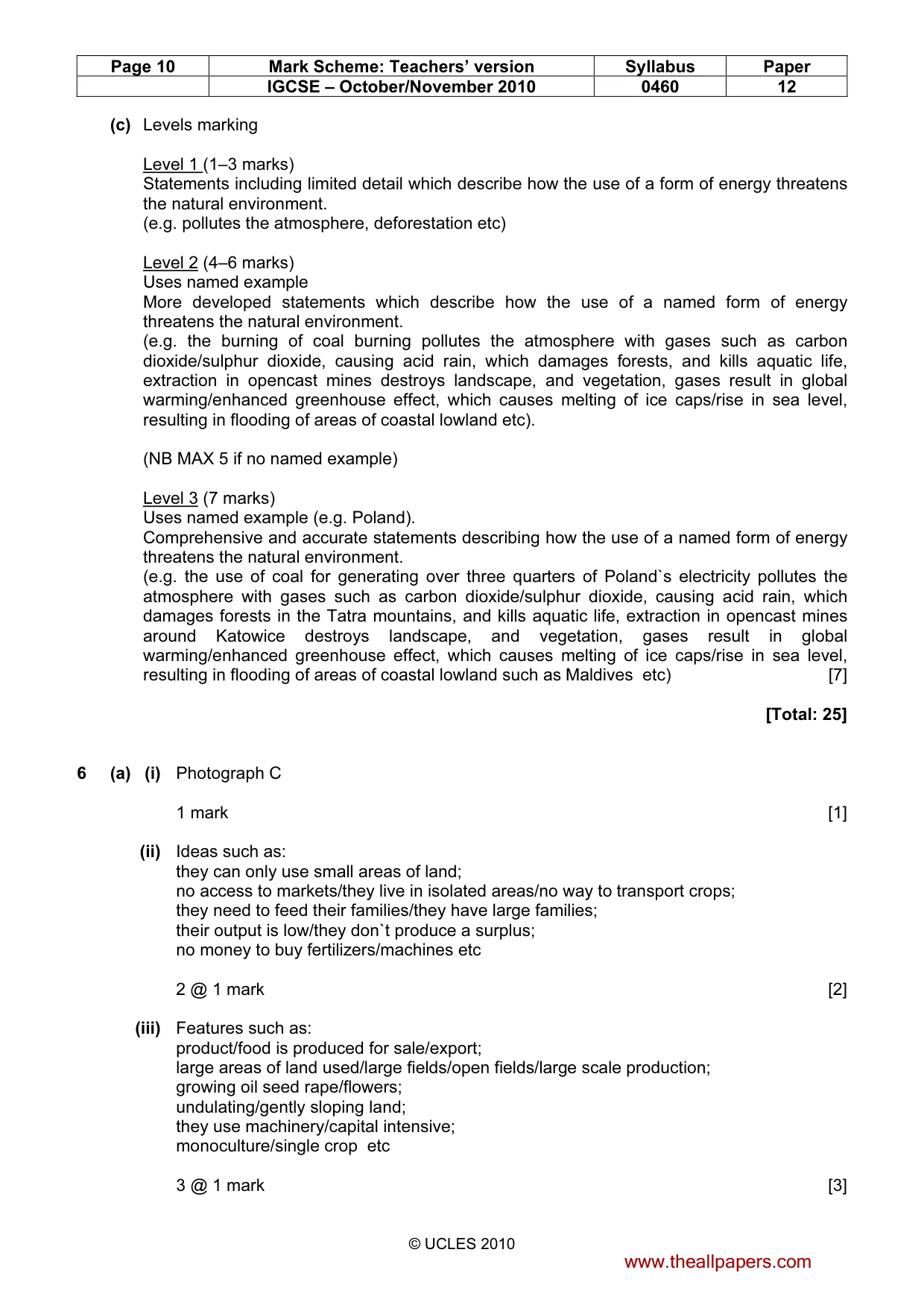 Mark scheme, page 10 of 11