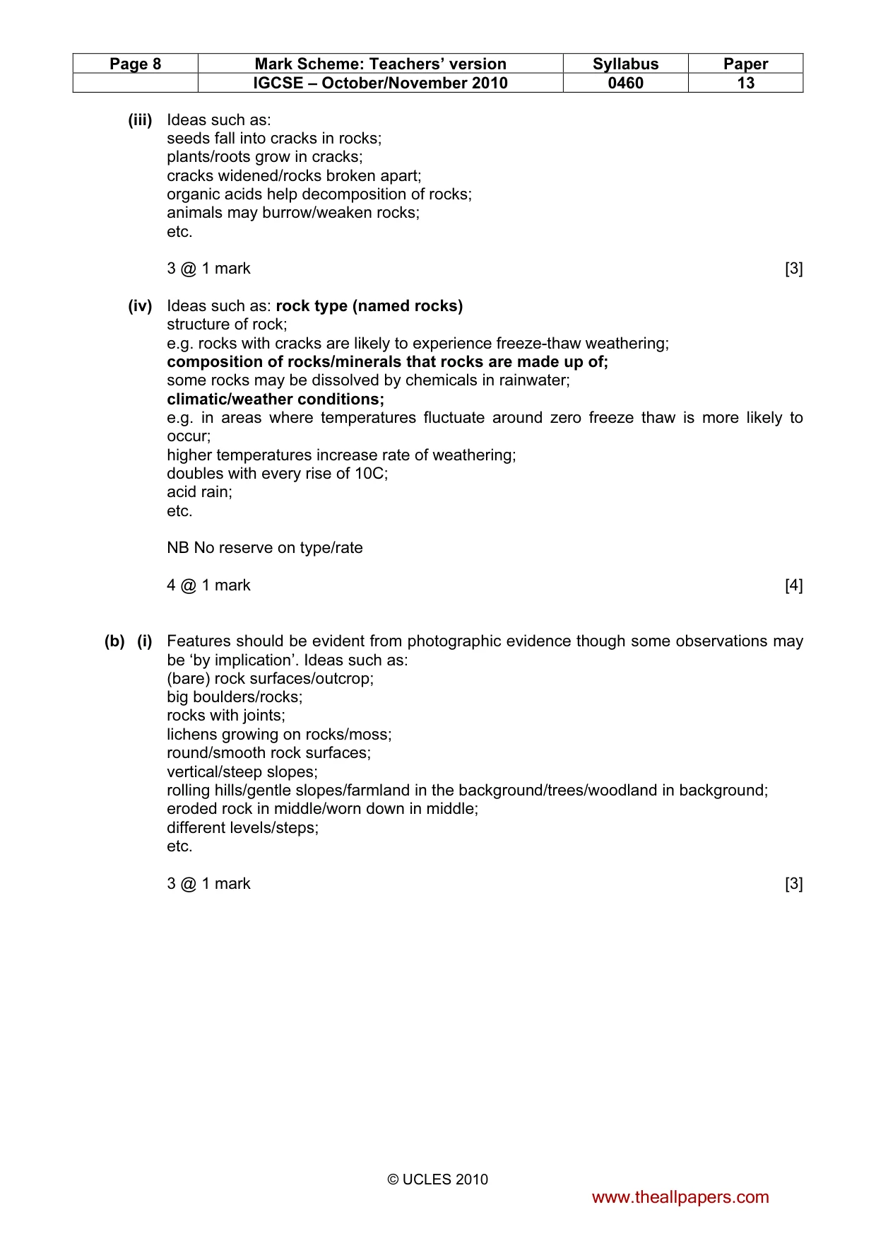 Mark scheme, page 8 of 13