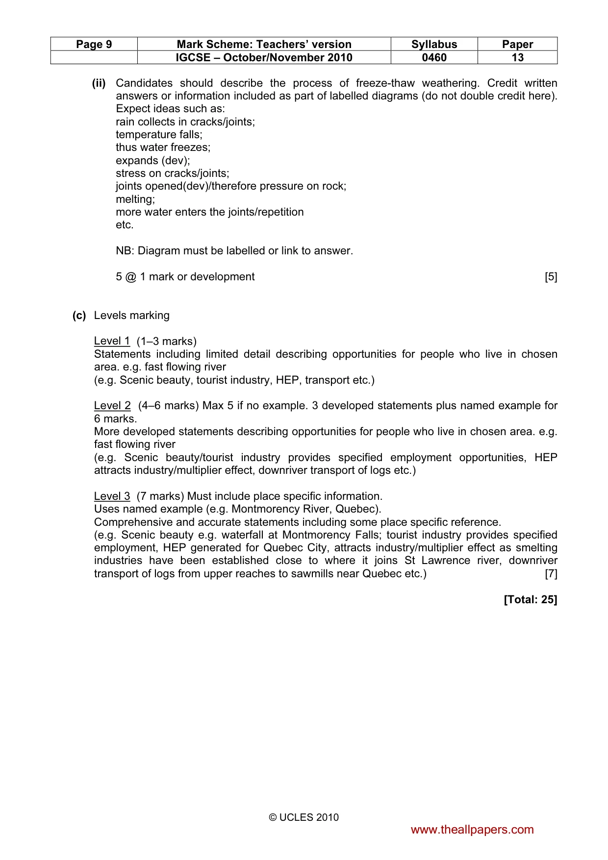 Mark scheme, page 9 of 13
