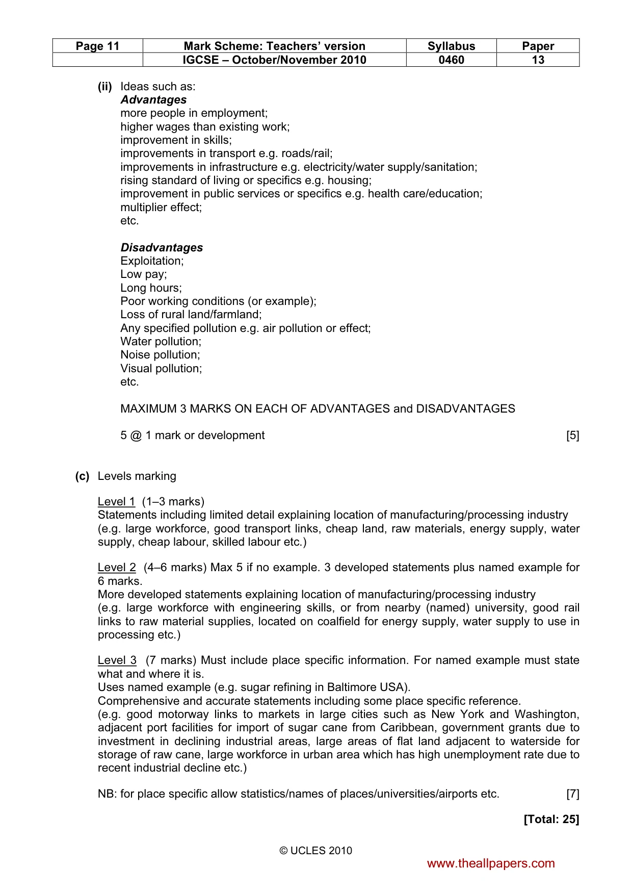 Mark scheme, page 11 of 13