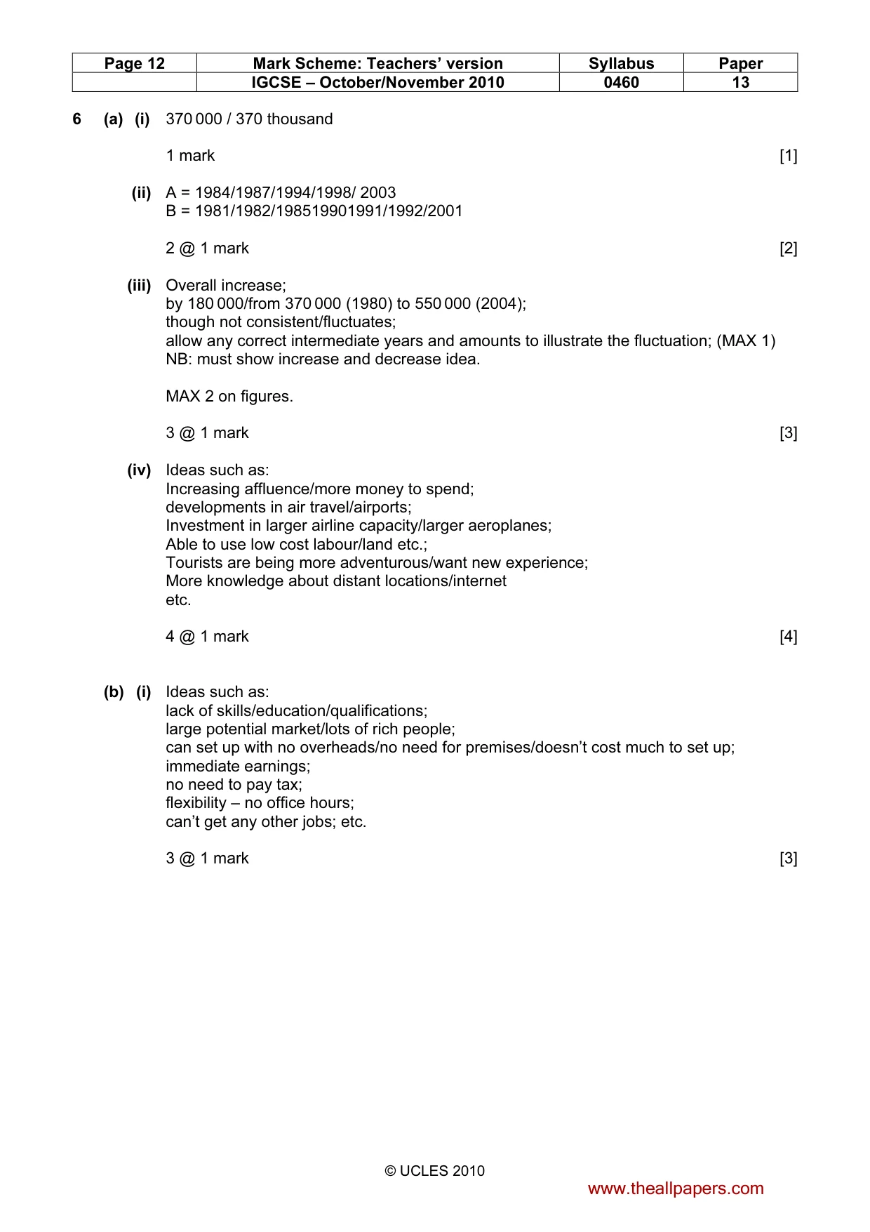 Mark scheme, page 12 of 13