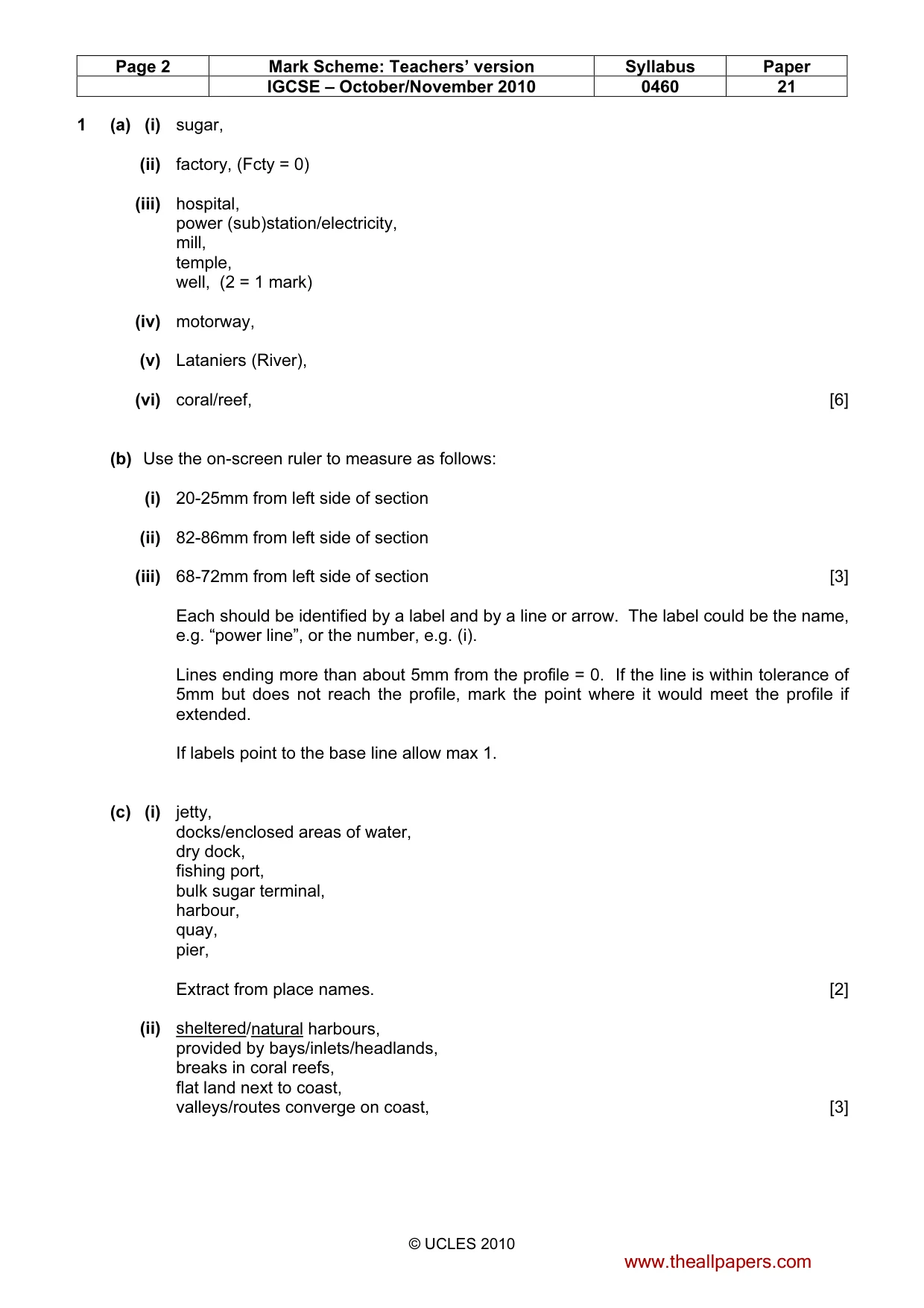 Mark scheme, page 2 of 5