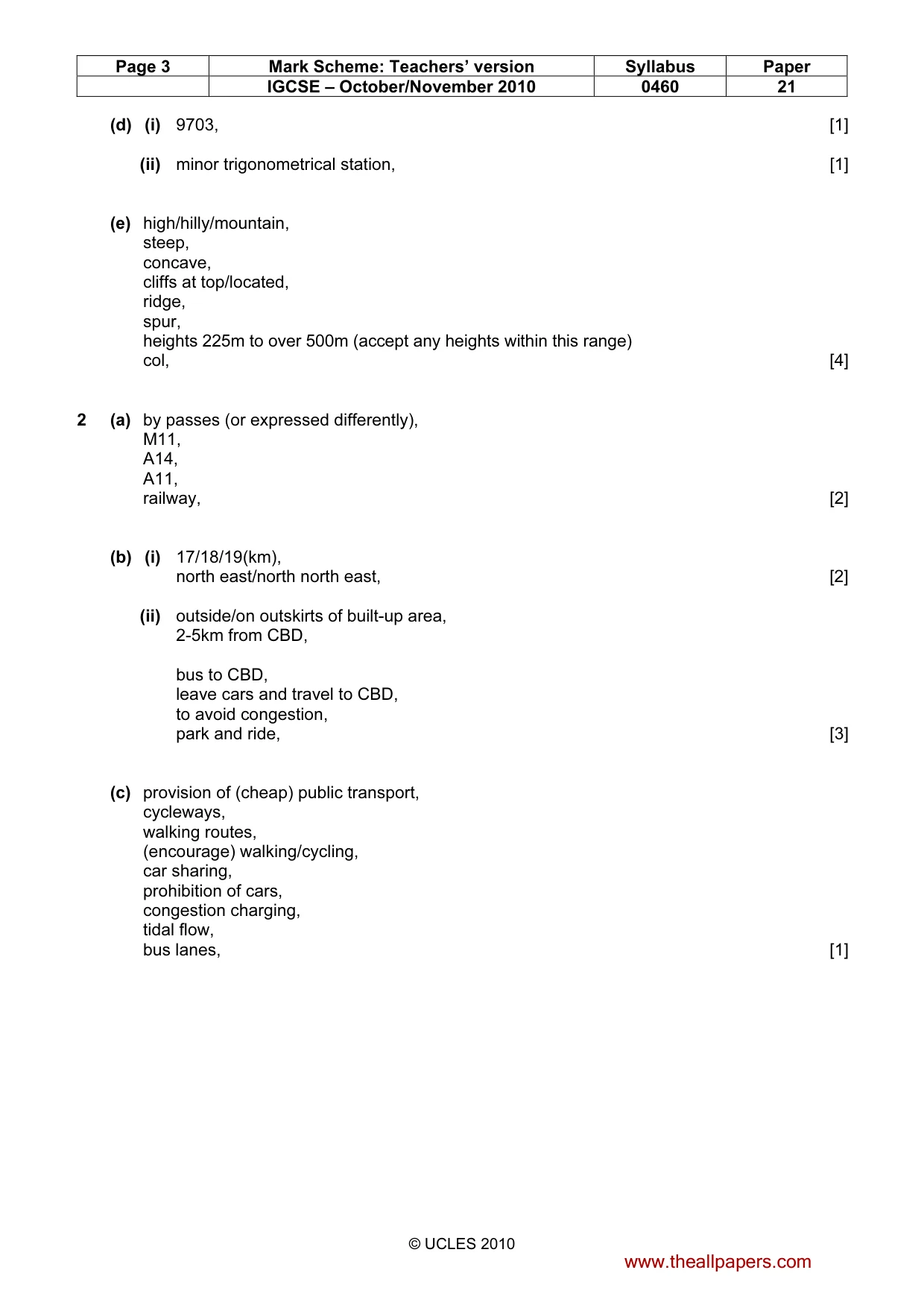 Mark scheme, page 3 of 5